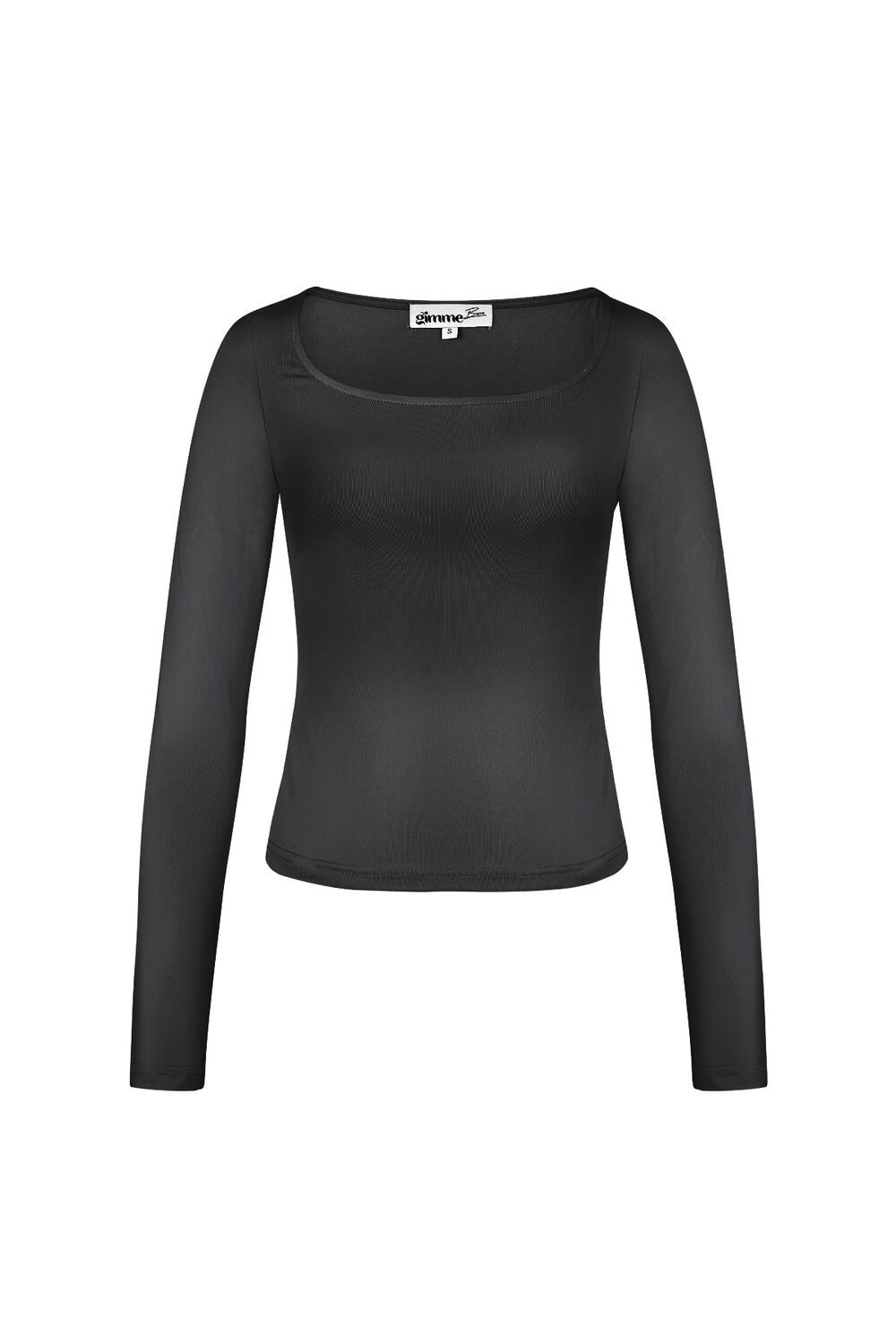 Maglia in Poliestere Donna Maniche Lunghe Crop Top Collo Quadrato Taglio Bodycon