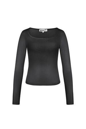 Maglia in Poliestere Donna Maniche Lunghe Crop Top Collo Quadrato Taglio Bodycon h5