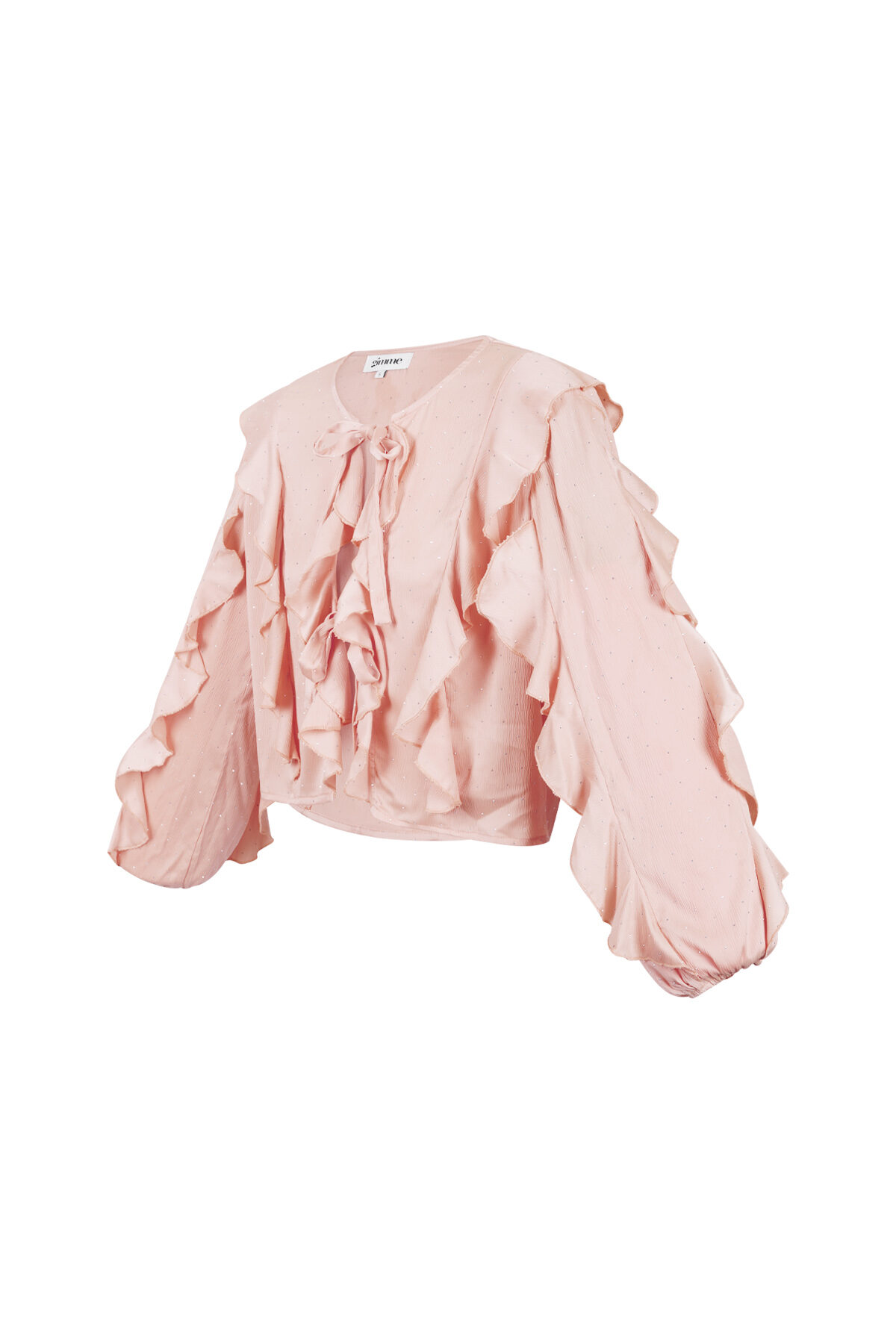 Polyester Vrouwen Lange Mouw Top Met Plooien Voorzijde Knoop h5Afbeelding2