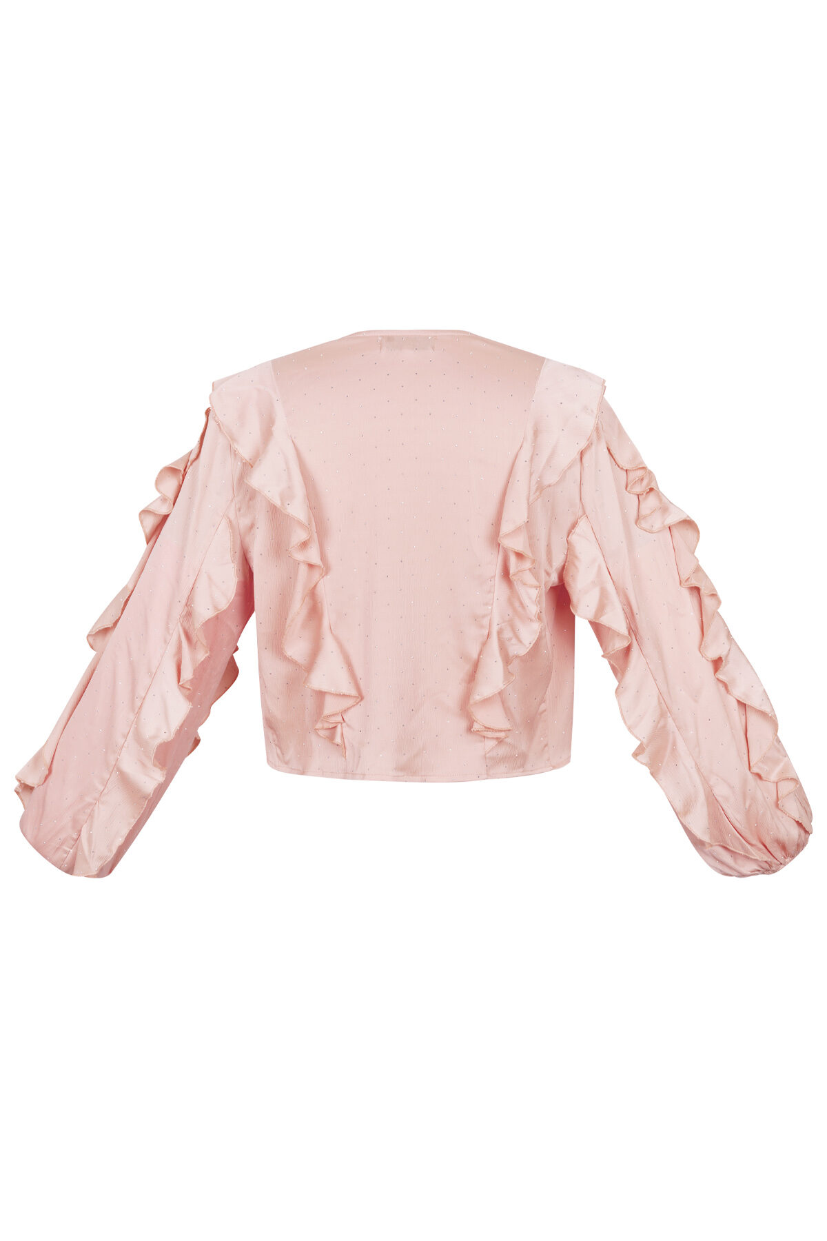 Polyester Vrouwen Lange Mouw Top Met Plooien Voorzijde Knoop h5 Afbeelding3