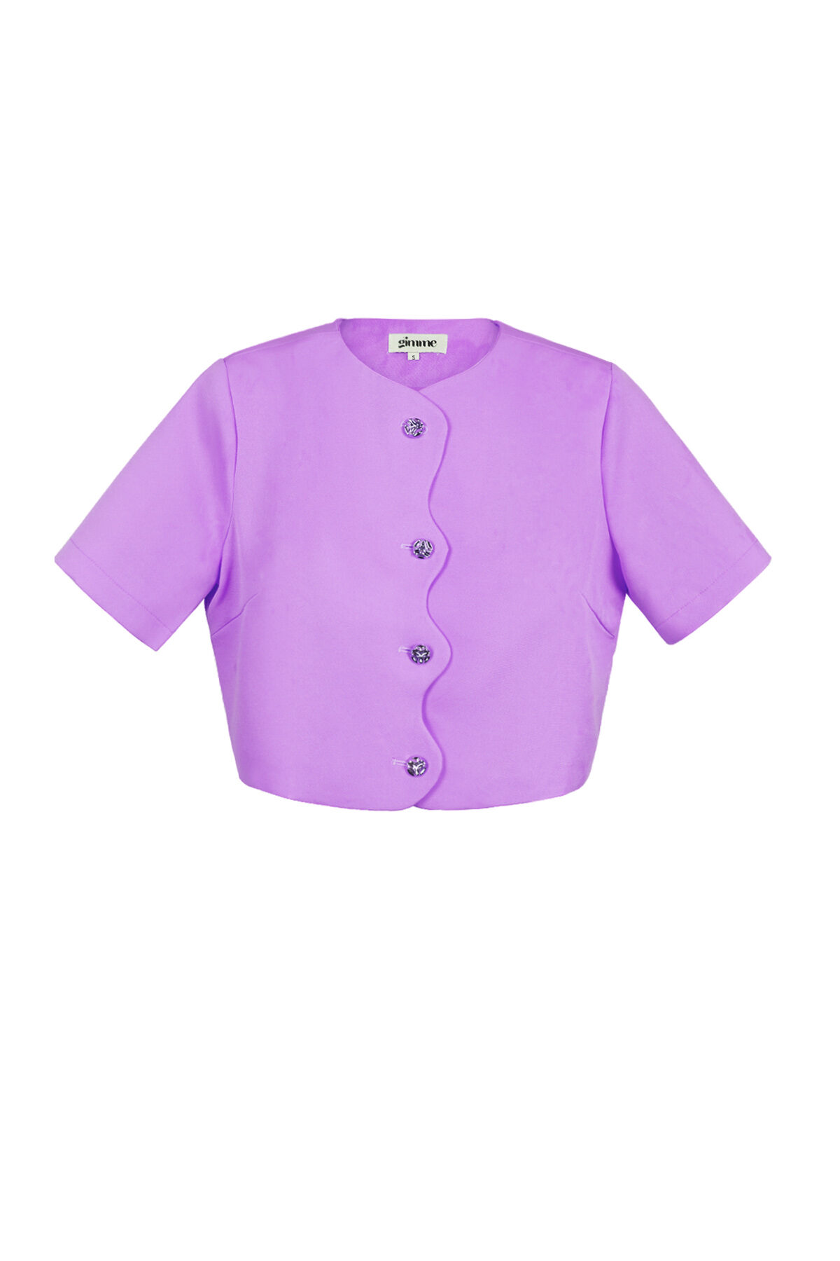 Top Manches Courtes Femme en Polyester Coupe Courte Fermeture à Boutons 