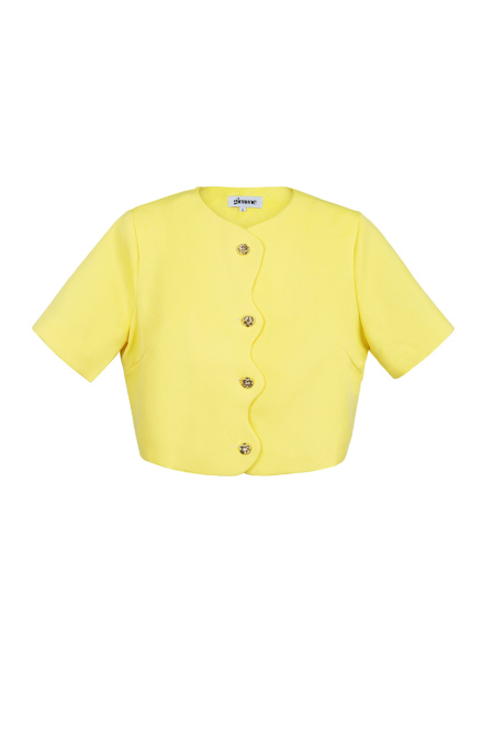 Polyester Women's Short Sleeve Top Cropped Style Buttoned Front 2
