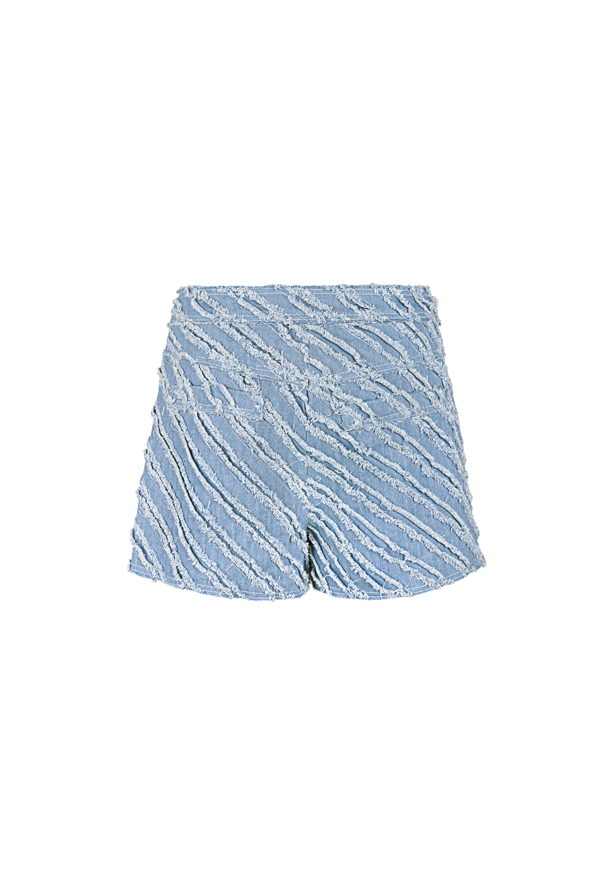 Shorts en jean pour femme à taille haute avec texture nervurée diagonale et finition usée Image8