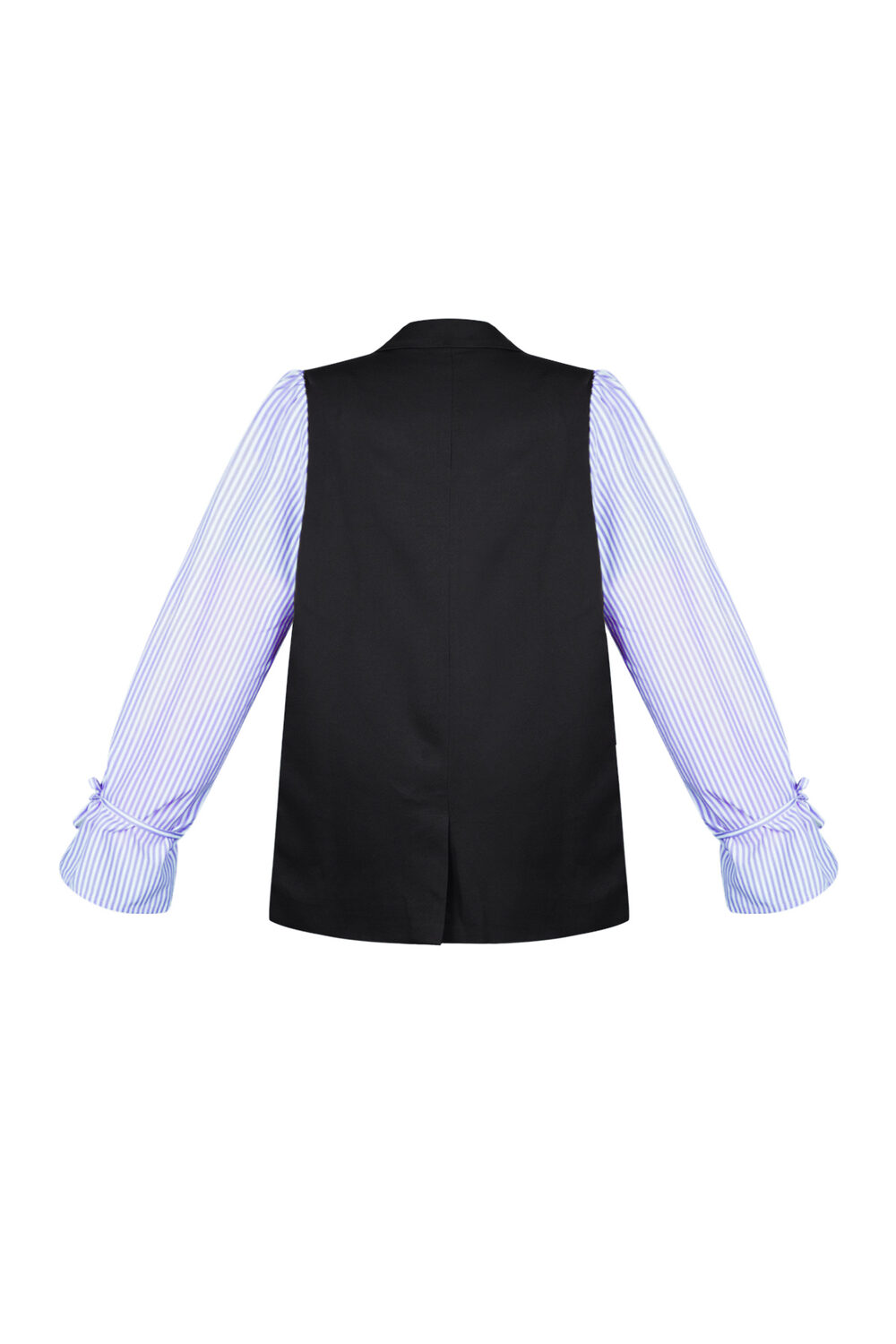 Vrouwen gestructureerde vest met afneembare gestreepte mouwen h5Afbeelding6