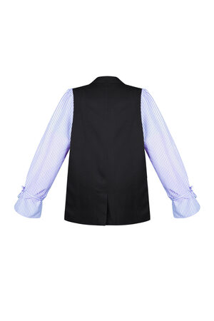 Vrouwen gestructureerde vest met afneembare gestreepte mouwen h5 Afbeelding6