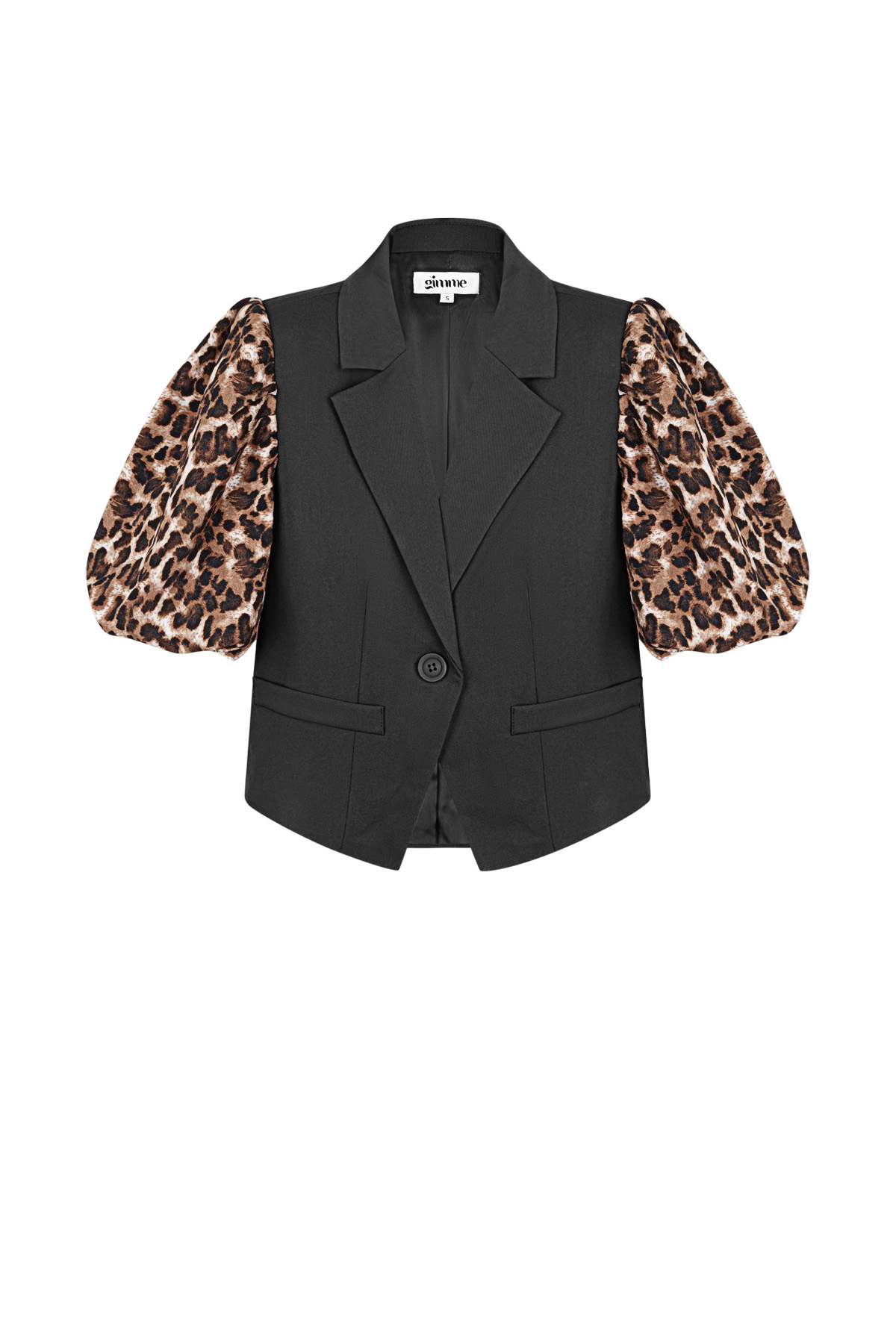 Polyester Women's Suit Set Blazer Style Leopard Print Puff Sleeve 2
