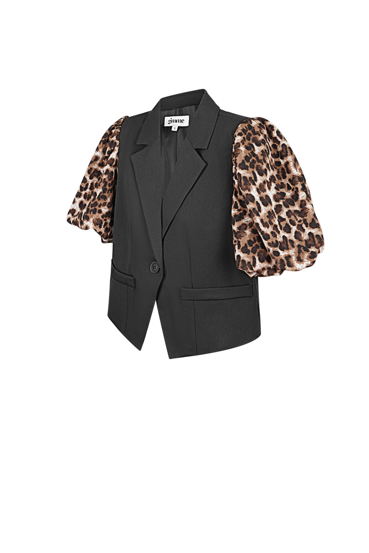Poliéster Conjunto de Traje para Mujer Estilo Chaqueta Estampado Leopardo Manga Abullonada Imagen5