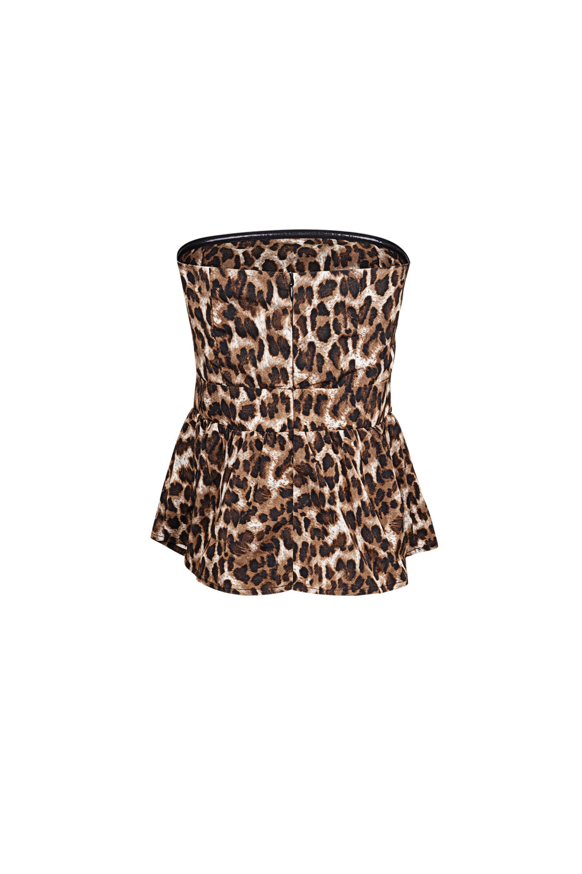 Polyester Women's Strapless Top Leopard Print Peplum Design h5 Picture5