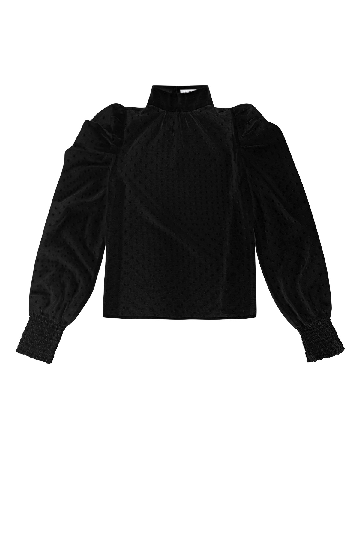 Polyester Women's Long Sleeve Top Puff Sleeve High Neck h5 