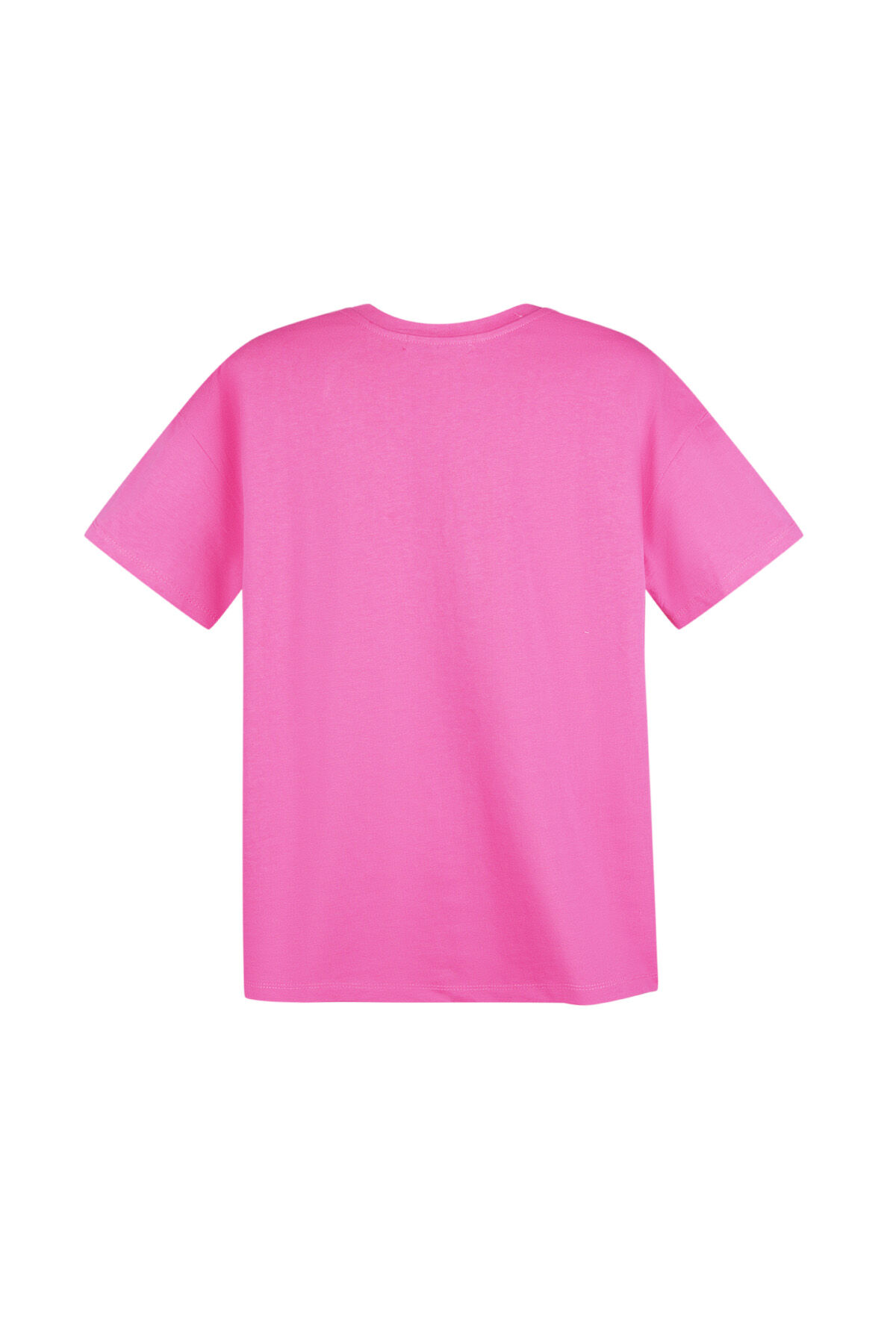 Baumwolle Damen T-Shirt Oversized Fuchsia Lächeln Stickerei h5 Bild5