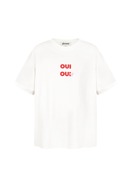 Pamuk Kadın T-shirt Oversized OUI Baskılı 2