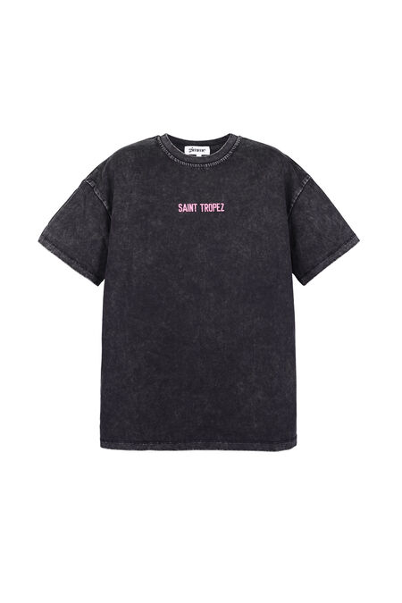Baumwolle Damen T-Shirt Oversized Saint Tropez Print 2