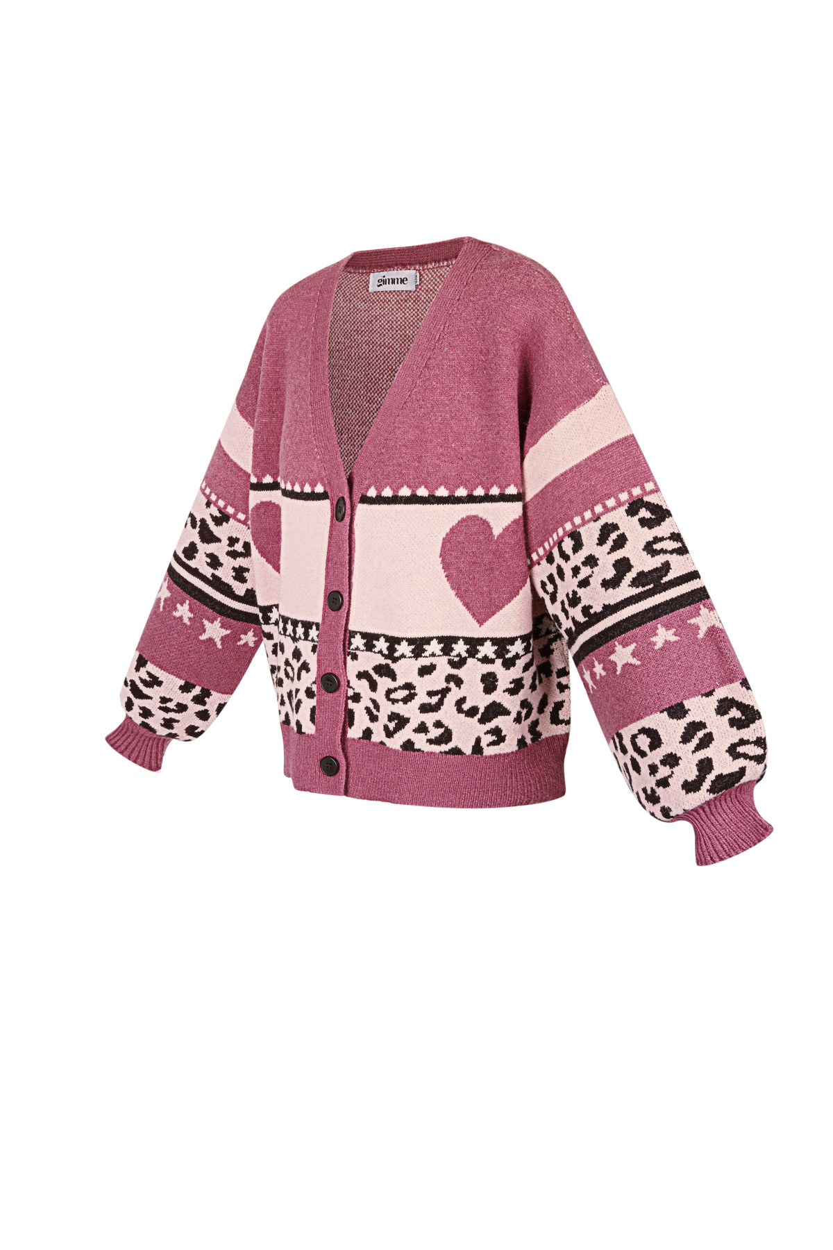  Damen-Strickcardigan mit Herz- und Leopardenmuster im Oversize-Look Bild7