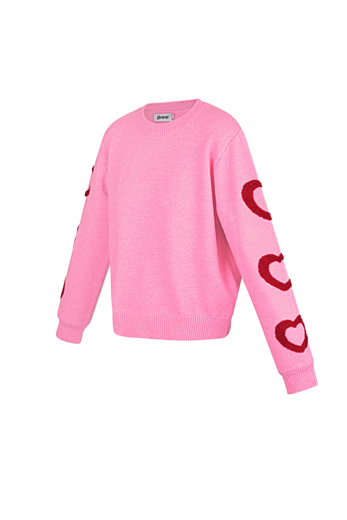 Knitted Wool Blend Women's Crewneck Sweater Heart Pattern Design h5 Picture2