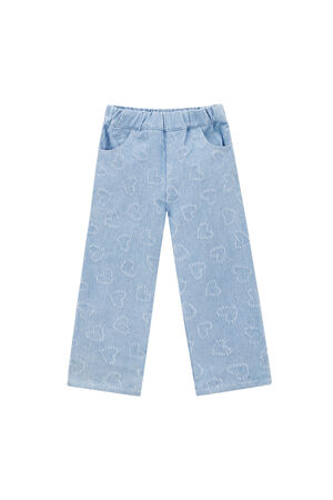 Cotton Denim Women's Straight Leg Pants Casual Light Blue h5