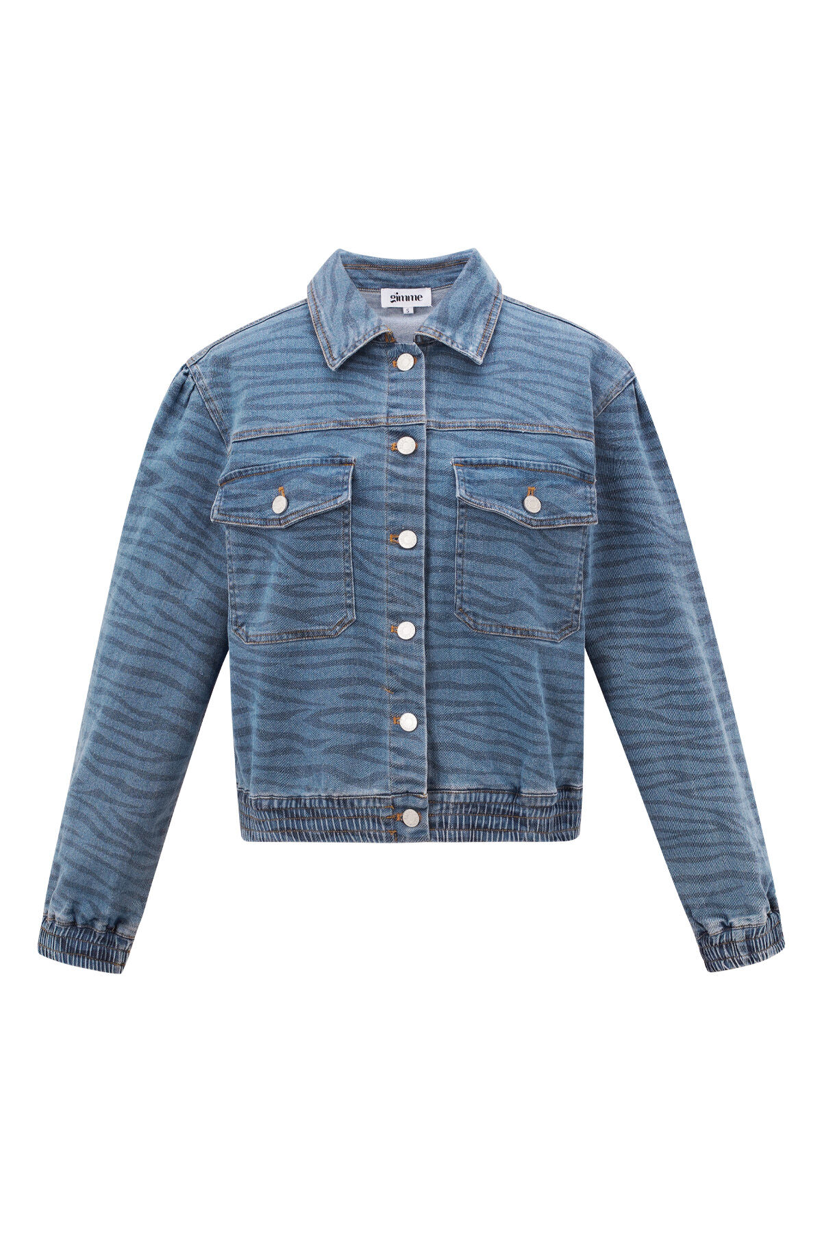 Denim Women's Jacket Cropped Tiger Stripe Pattern h5 