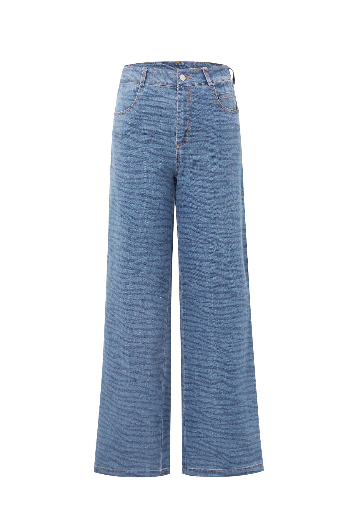 Cotton Woven Kadın Doğru Bacaklı Kot Pantolon Medium Indigo Casual 2