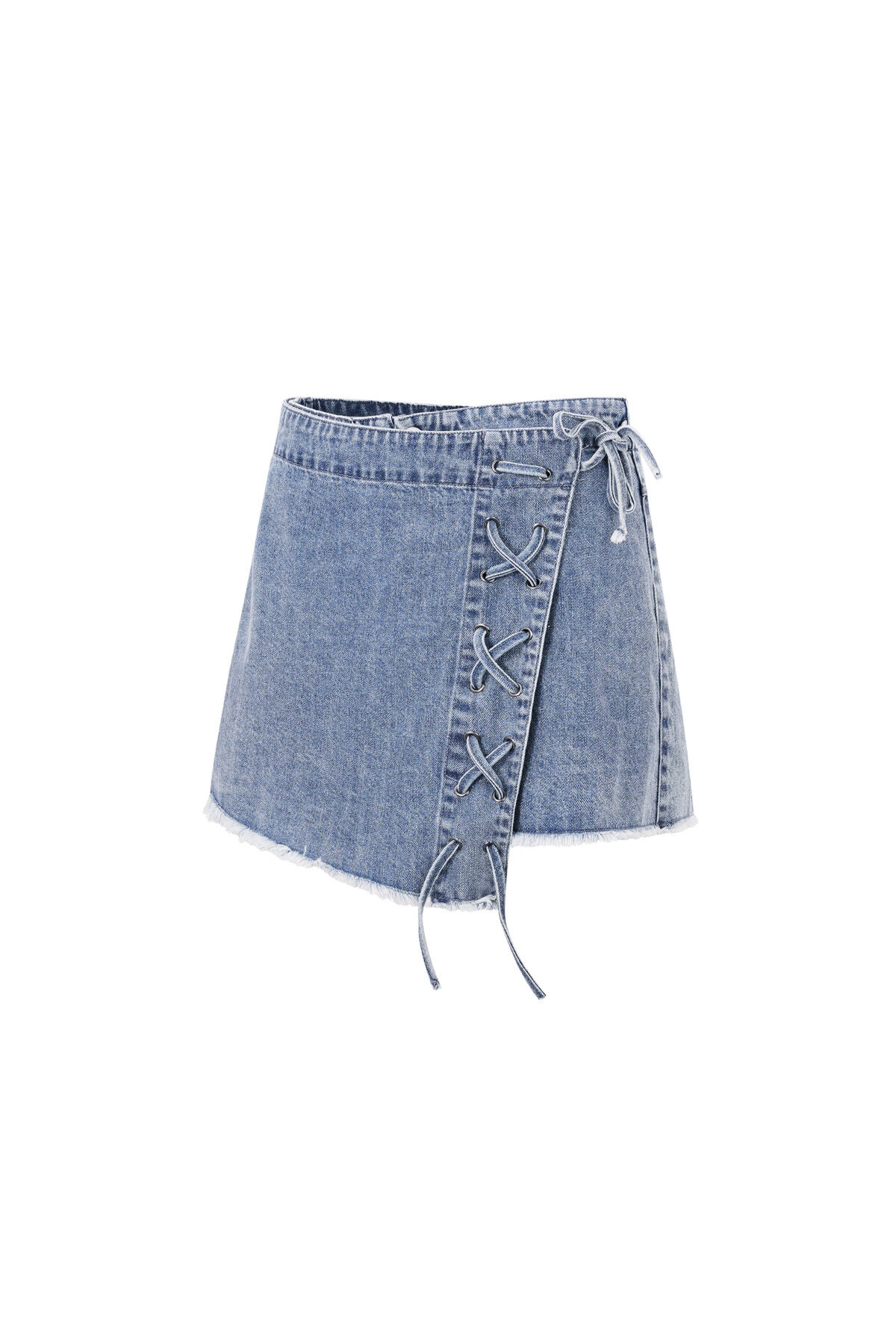 Cotone Jeans gonna mini donna Chiusura laterale con lacci Immagine6