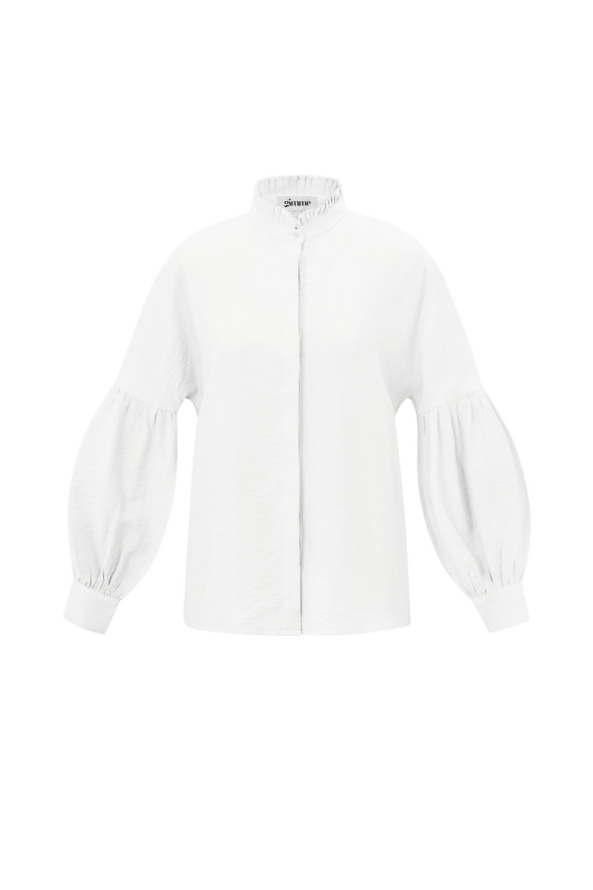 Viscose Women's Blouse Puff Sleeve High Neck