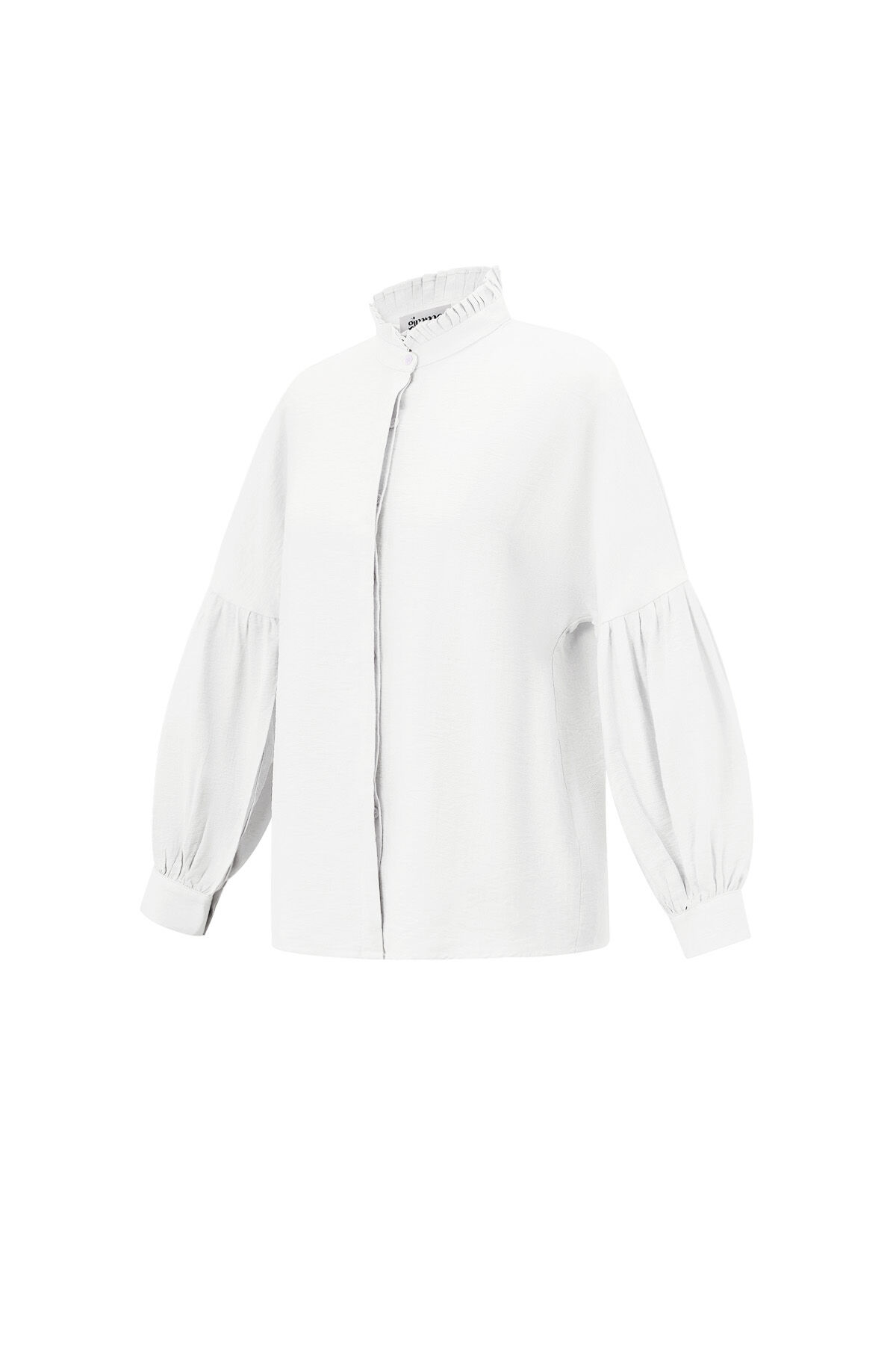 Viscose Women's Blouse Puff Sleeve High Neck h5 Picture5