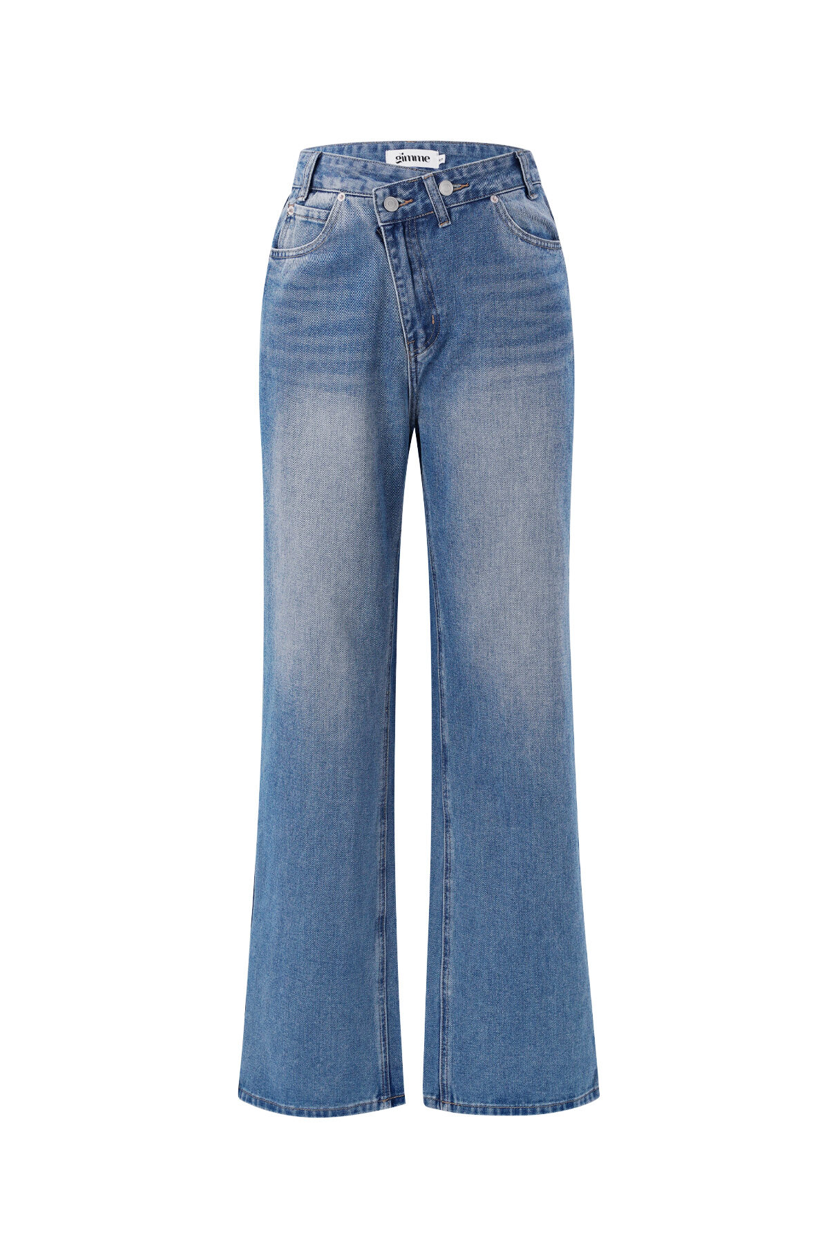 Cotton Woven Women's Straight Leg Jeans Casual Solid Color Medium Indigo h5 