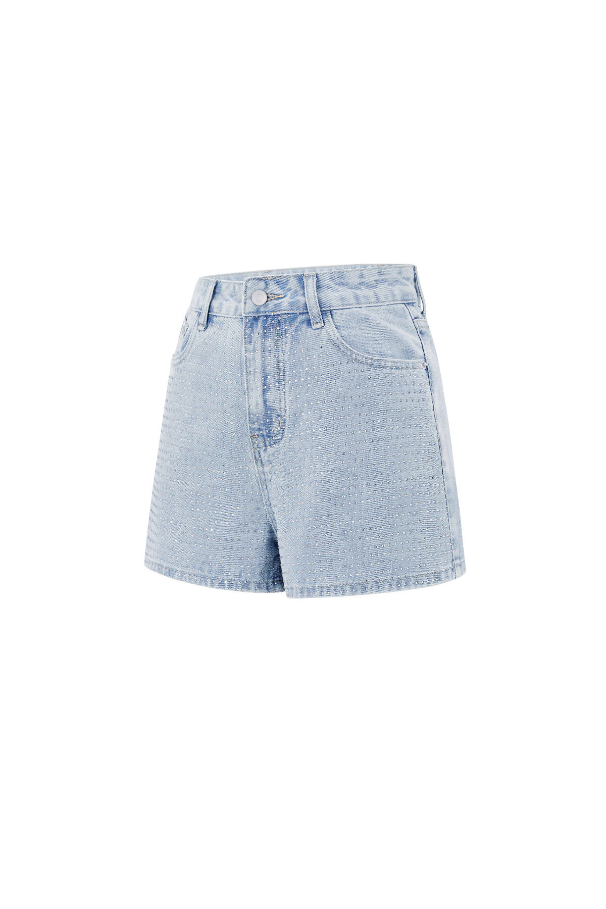 Denim Women's High Waist Shorts Perforated Design Picture7