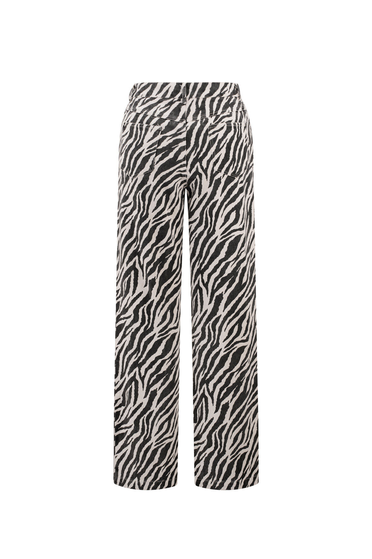 Woven Cotton Women's Straight Leg Pants Casual Zebra Stripes h5 Picture7