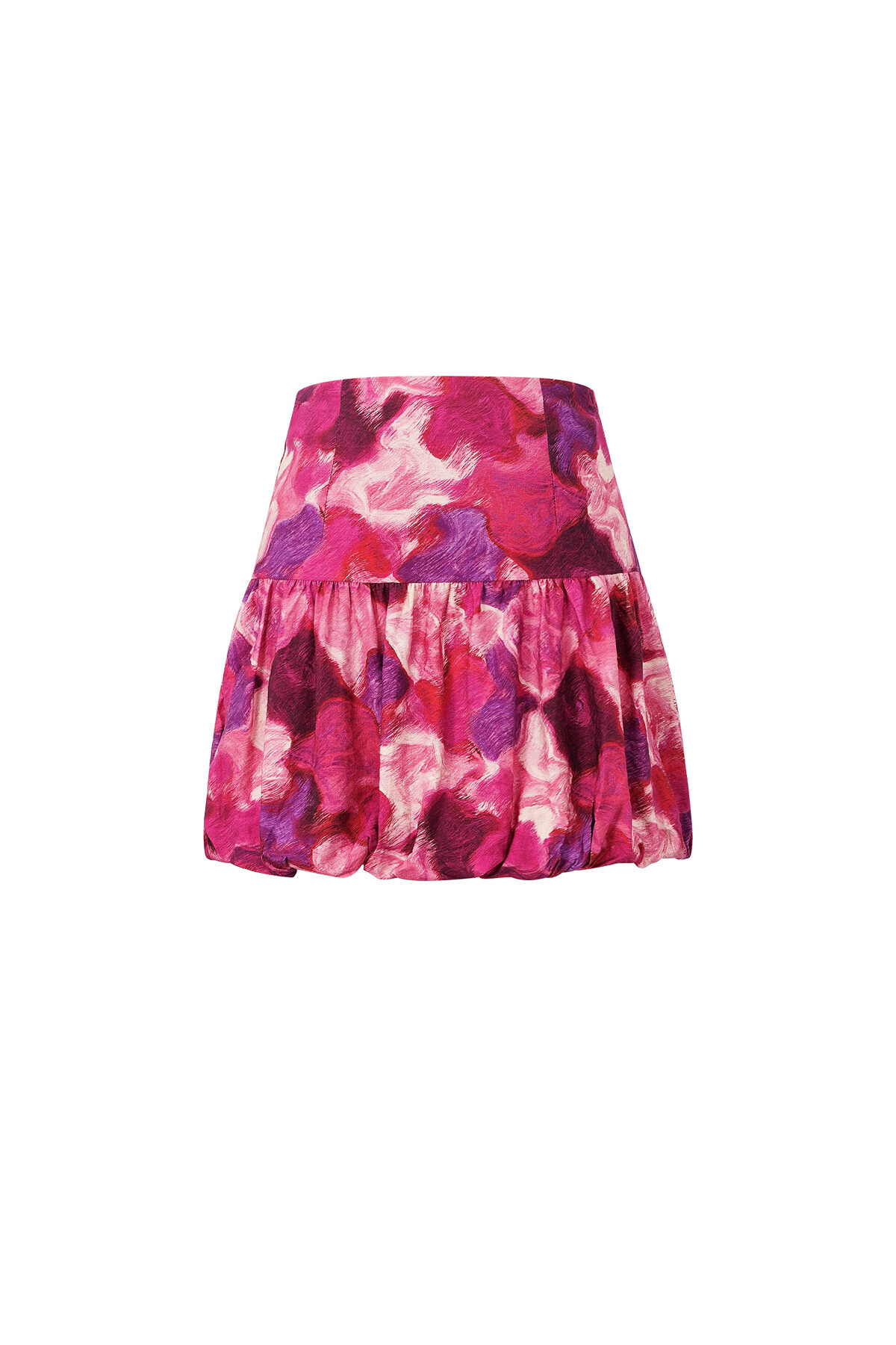 Viscose Women's Mini Skirt Ruffled Design Fuchsia h5 