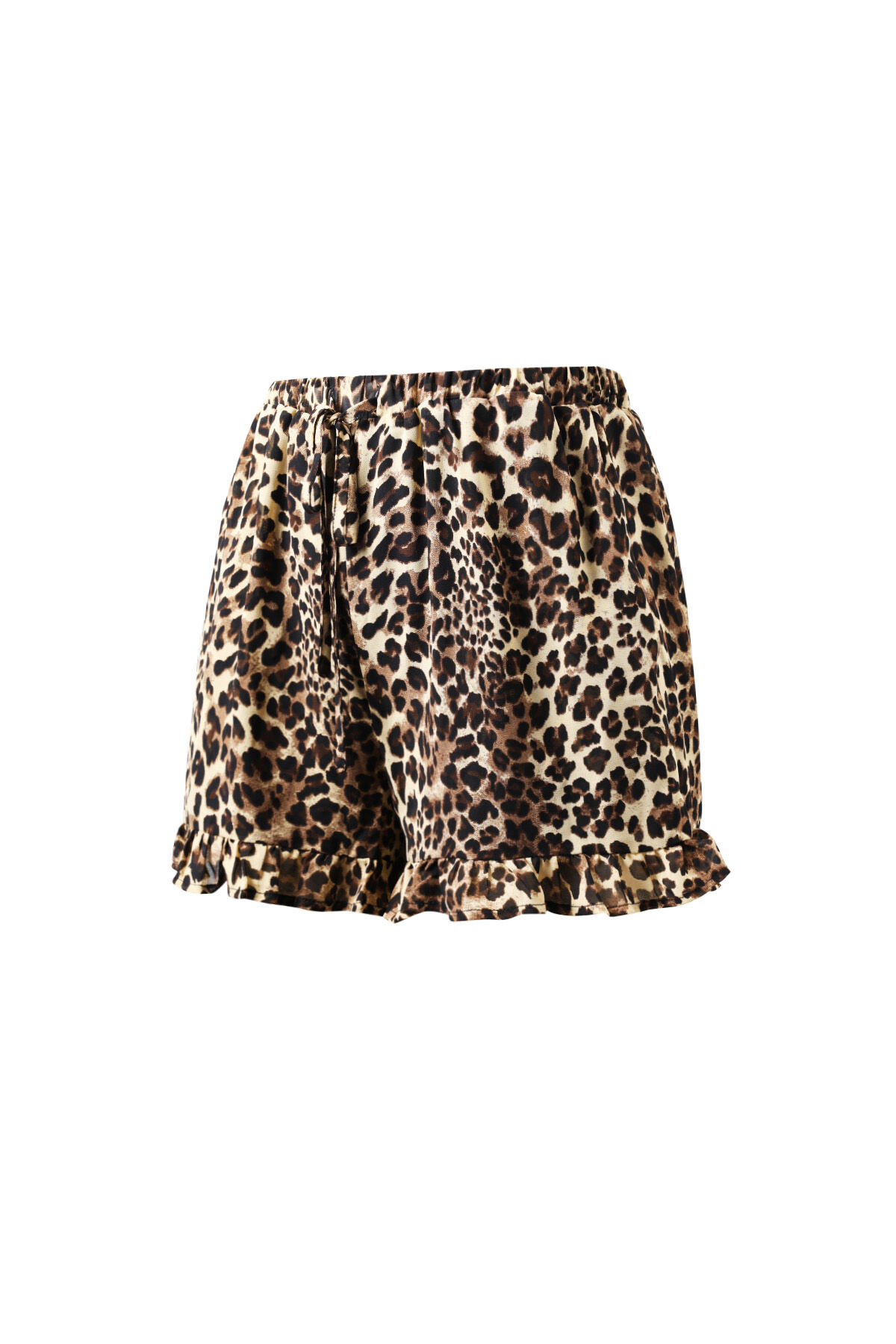 Damenschort mit Leopardenmuster, hoher Taille und Volantsaum h5Bild2