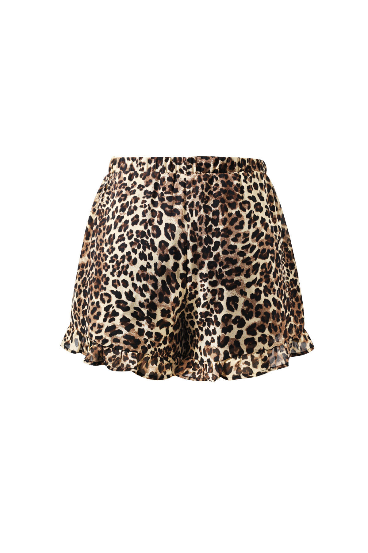 Damenschort mit Leopardenmuster, hoher Taille und Volantsaum h5Bild3