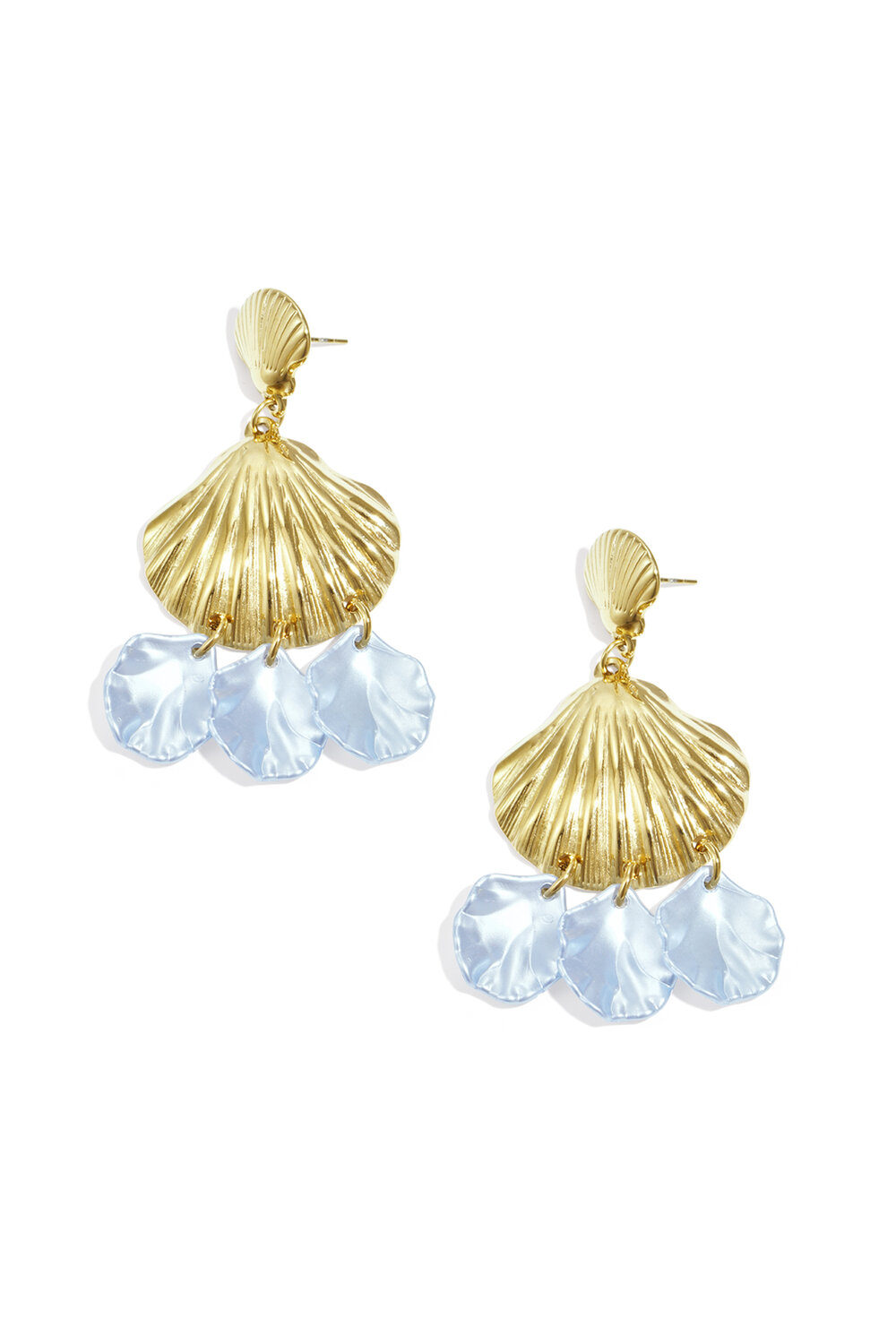 Earrings with shells and mother of pearl
