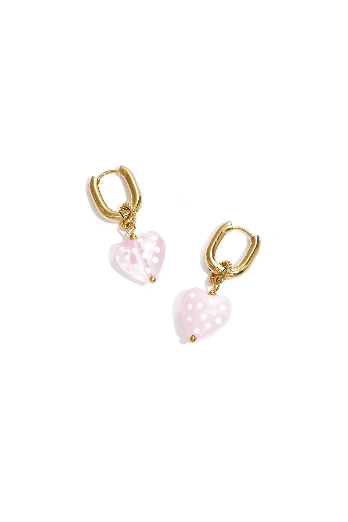 Earrings with dangling hearts with dots 2