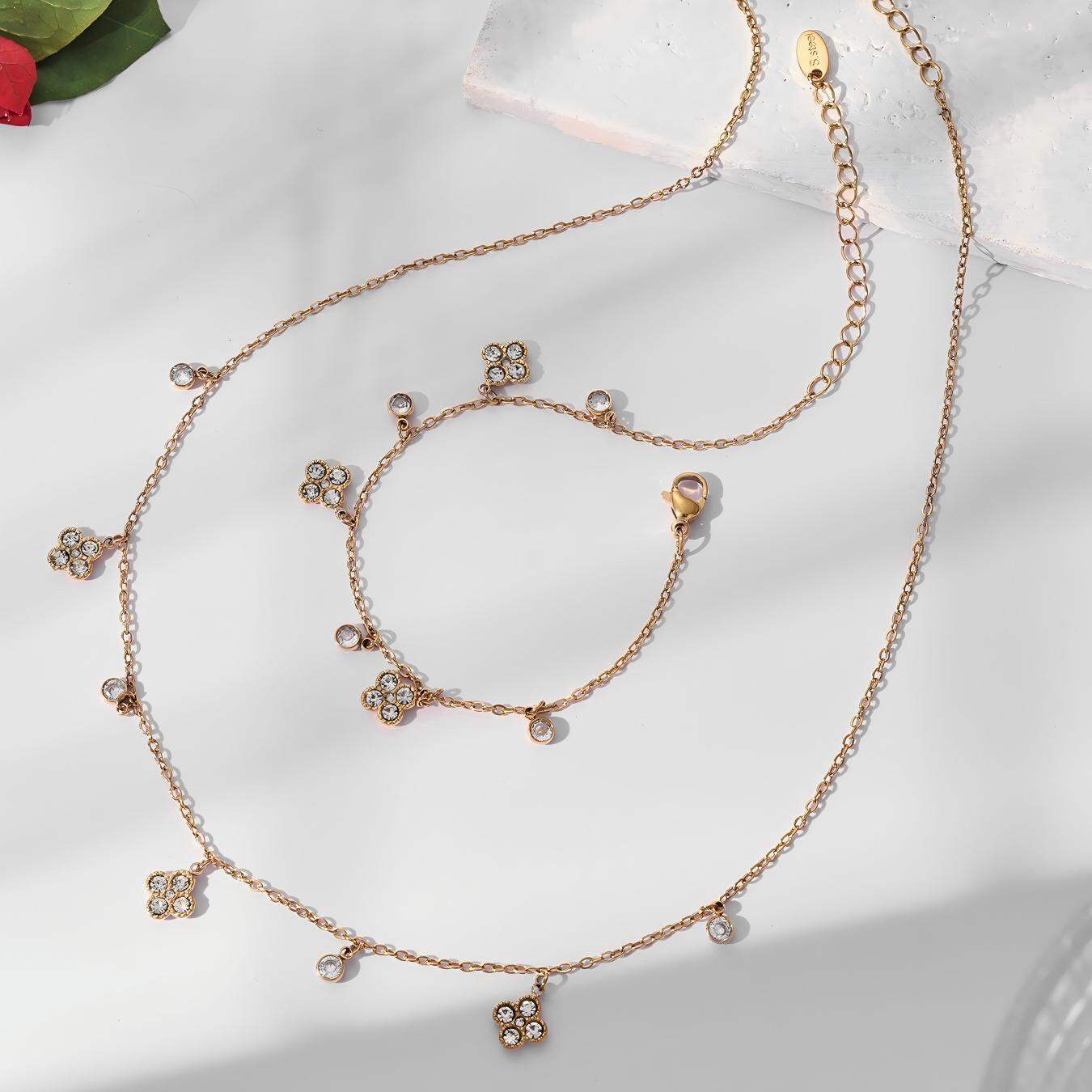 Flower Number8 Stainless Steel Waterproof Gold Color Women's Pendant Necklaces