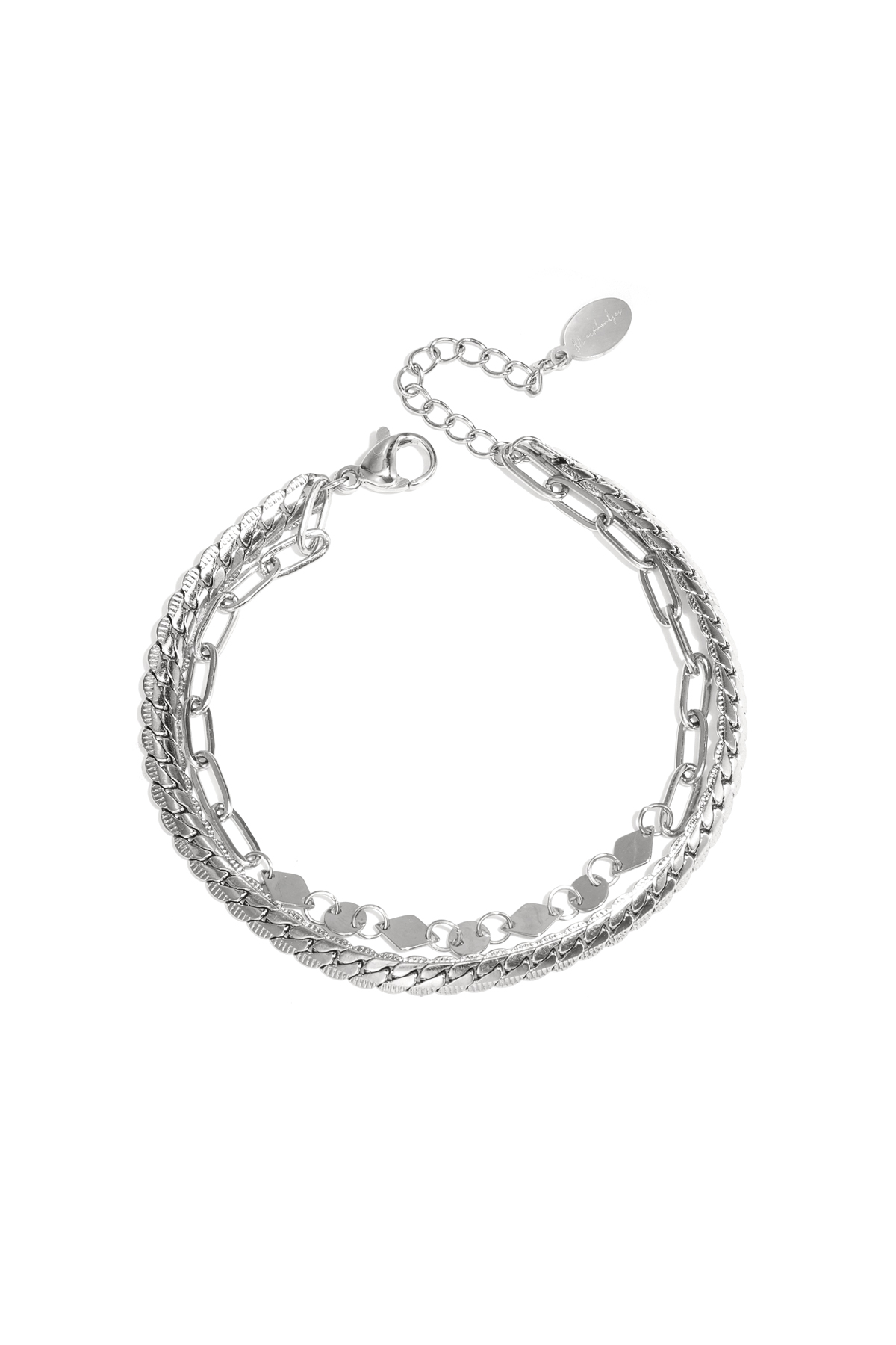 Groothandel Dubbel Gelaagd RVS Dames Armband - Onregelmatige Vorm Basic Uitvoering Yehwang, foto 3 van 3