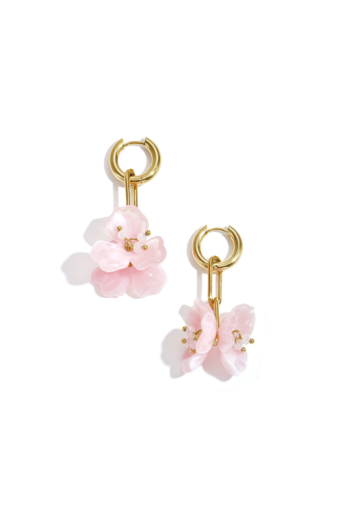 Boucles d'oreilles fleurs avec perles 2