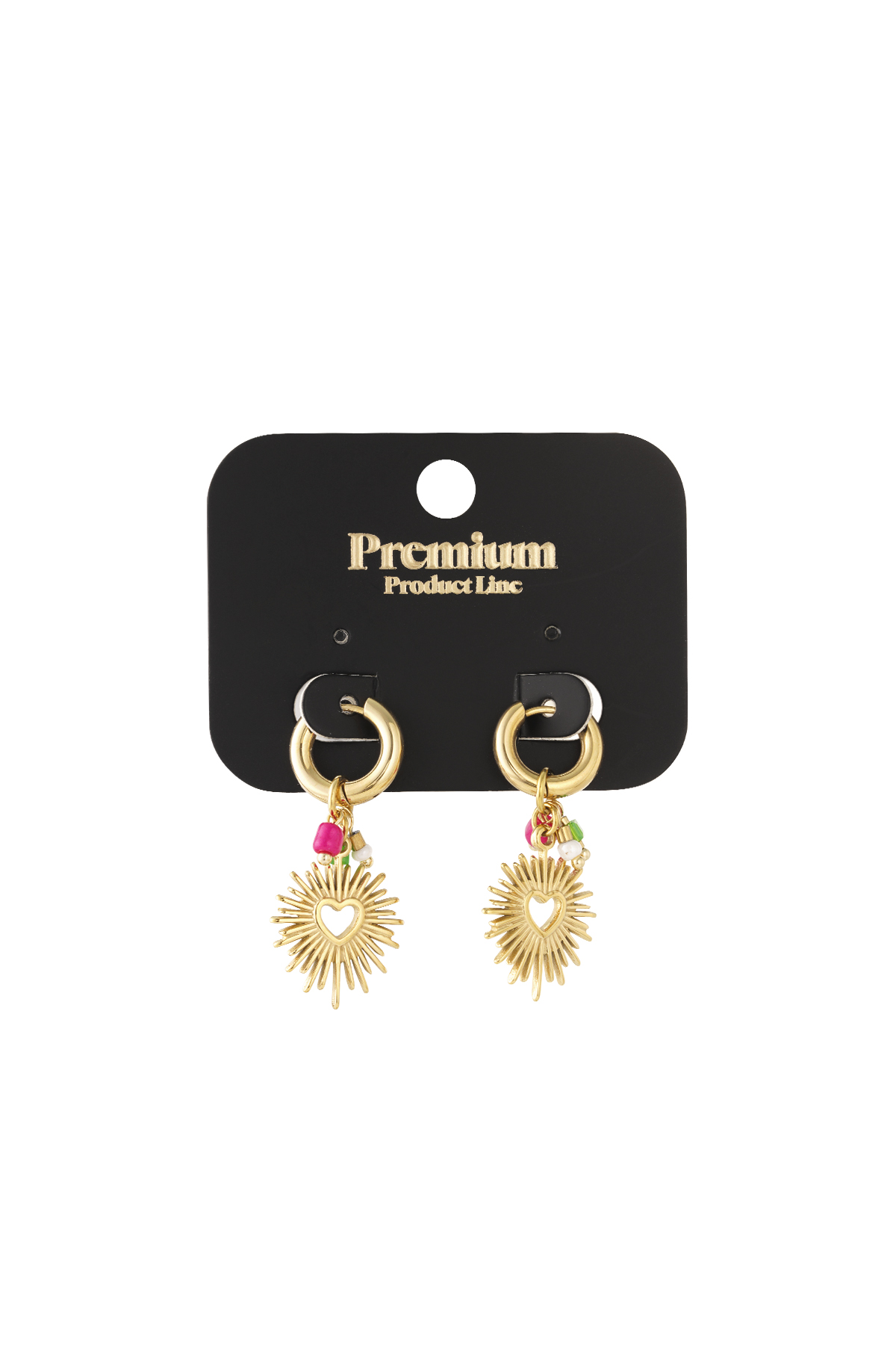 Pendientes con corazón y abalorios Color dorado Acero inoxidable Imagen5