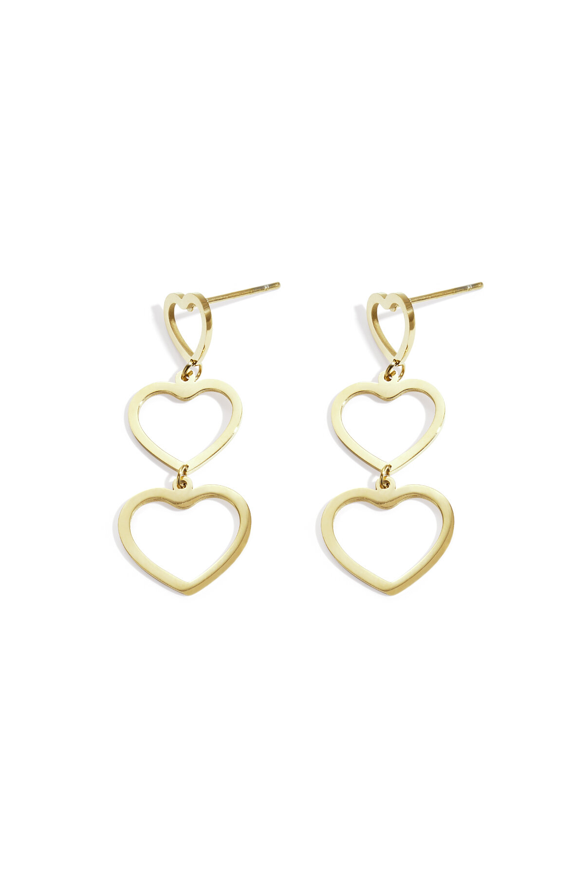 Boucles d'oreilles pendantes en acier inoxydable en forme de cœur, collection décontractée et simple pour femmes