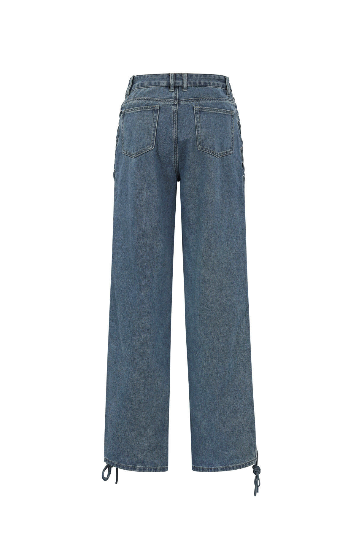 Woven Cotton Women's Straight Leg Pants Tie-up Casual Picture3