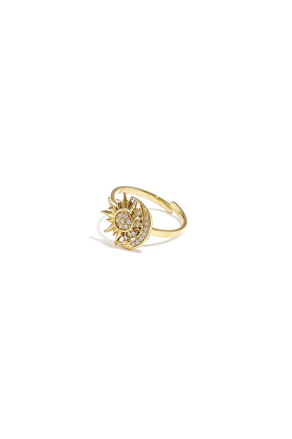 Adjustable ring with heart-shaped stone and heart h5 
