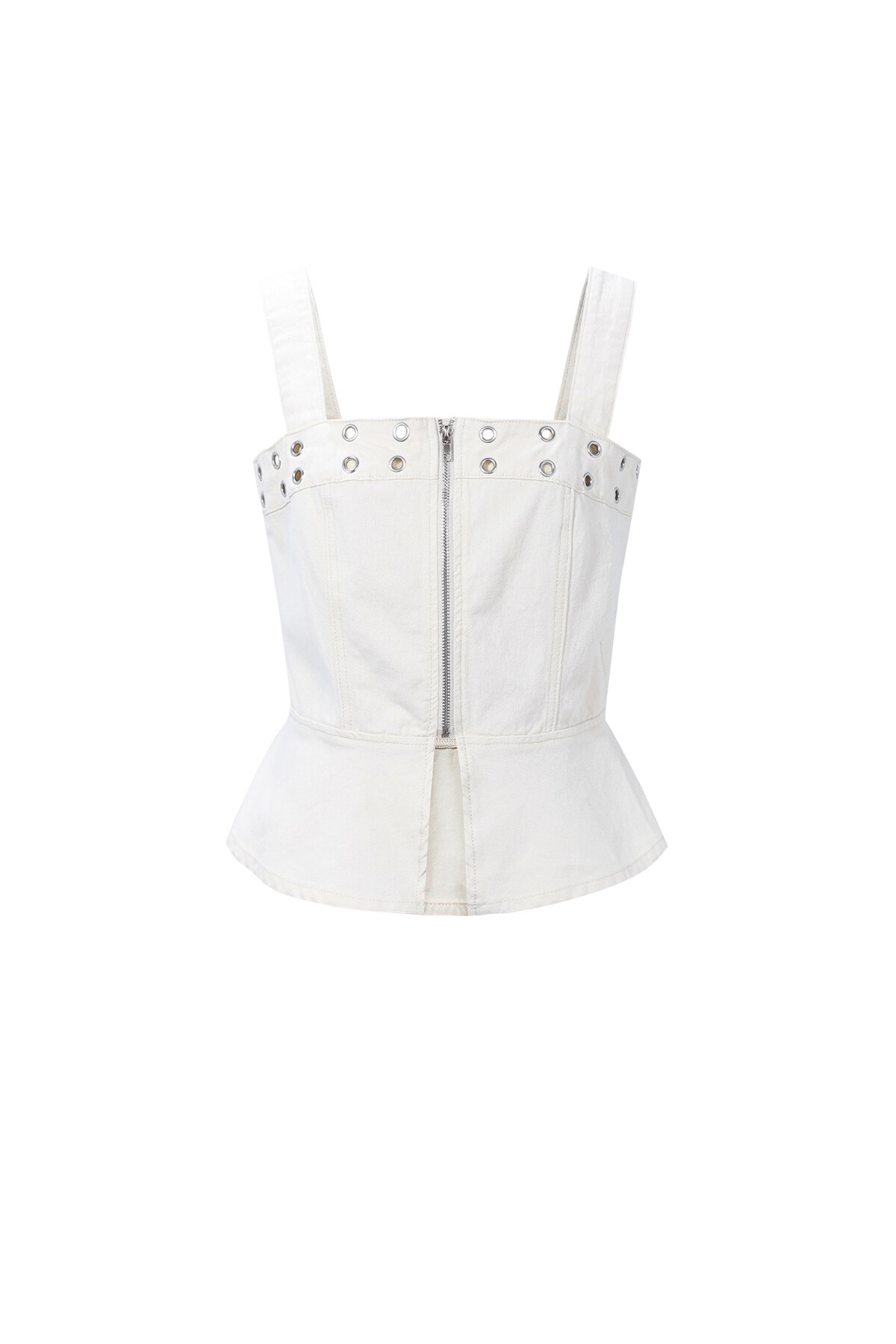 Eyelet Statement Denim Top