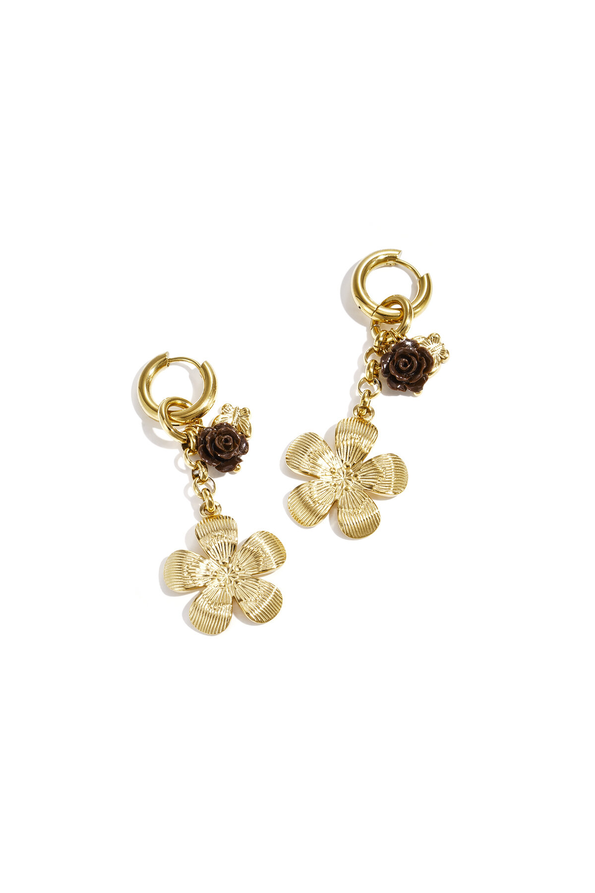 Earrings with flower pendants in various sizes h5