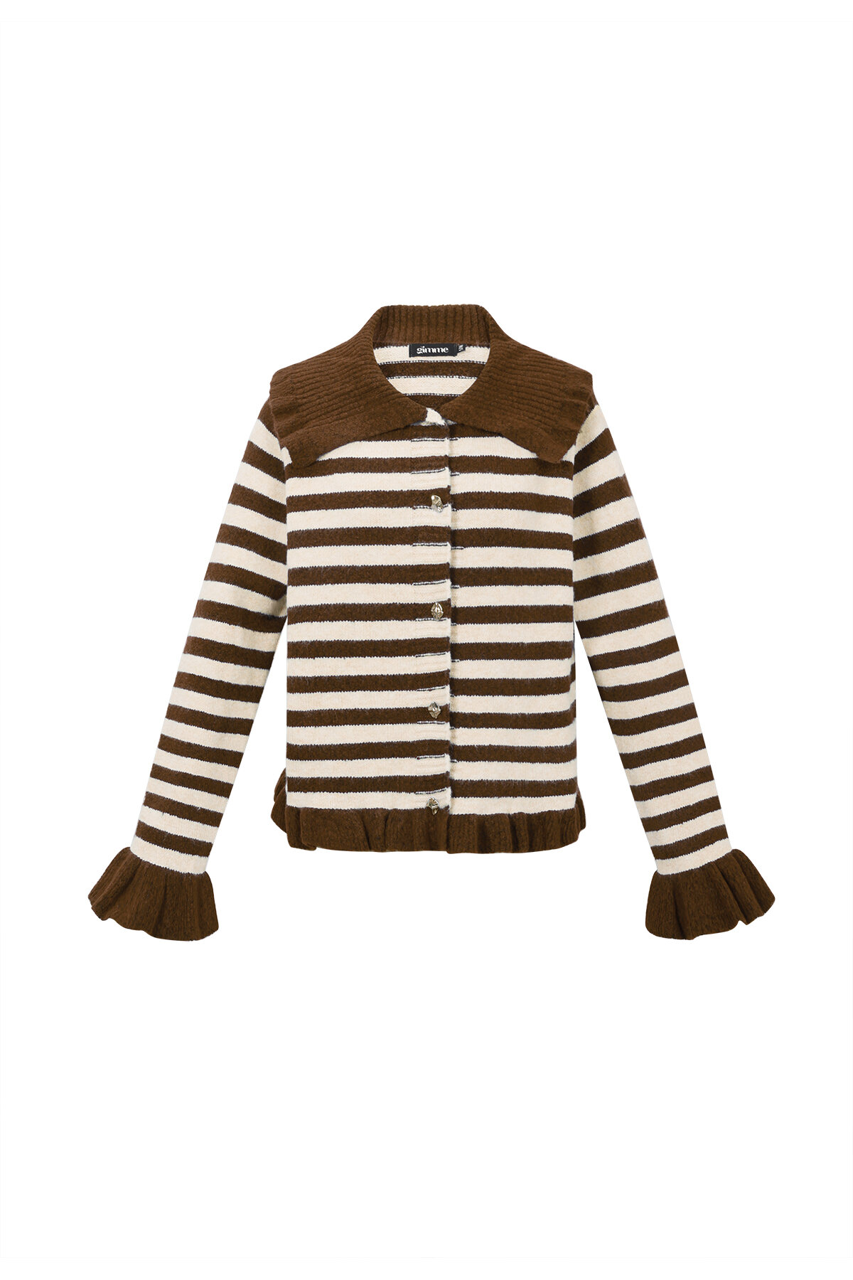 Cardigan Donna in Fibra di Poliestere Maglia Stile Casual a Righe 2