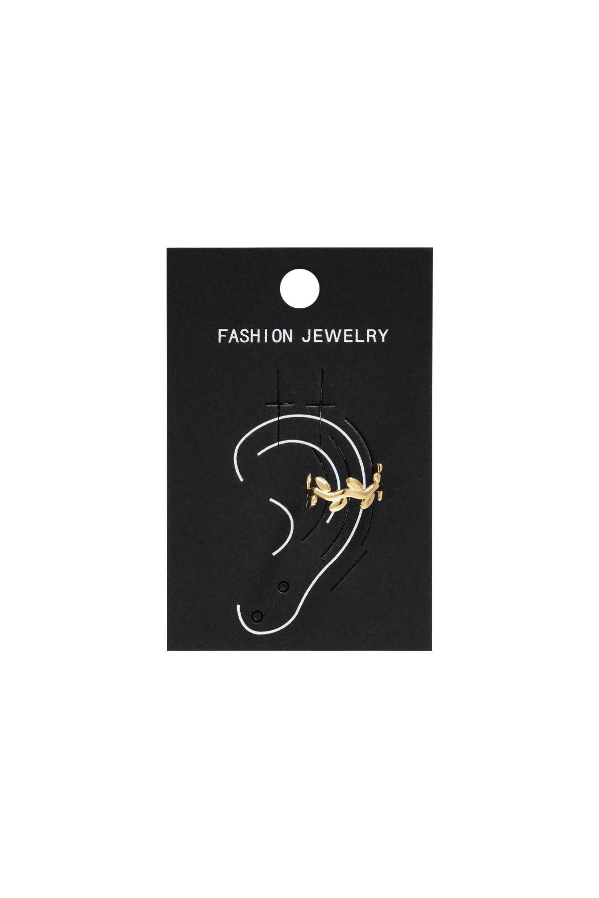 Forma de laurel earcuff Color dorado Acero inoxidable h5 Imagen3