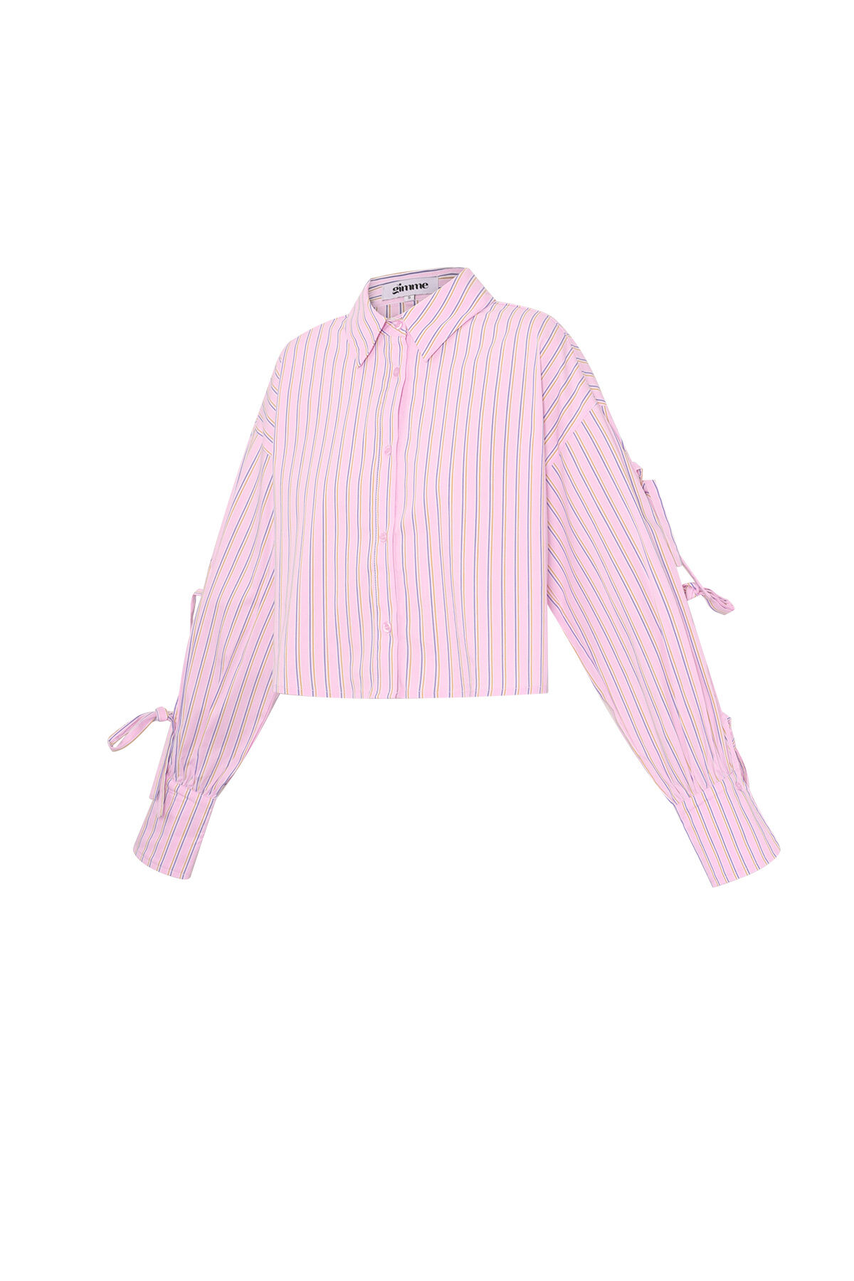 Cotton Woven Women's Blouse Spring/Summer Striped Tie Sleeve h5Picture2