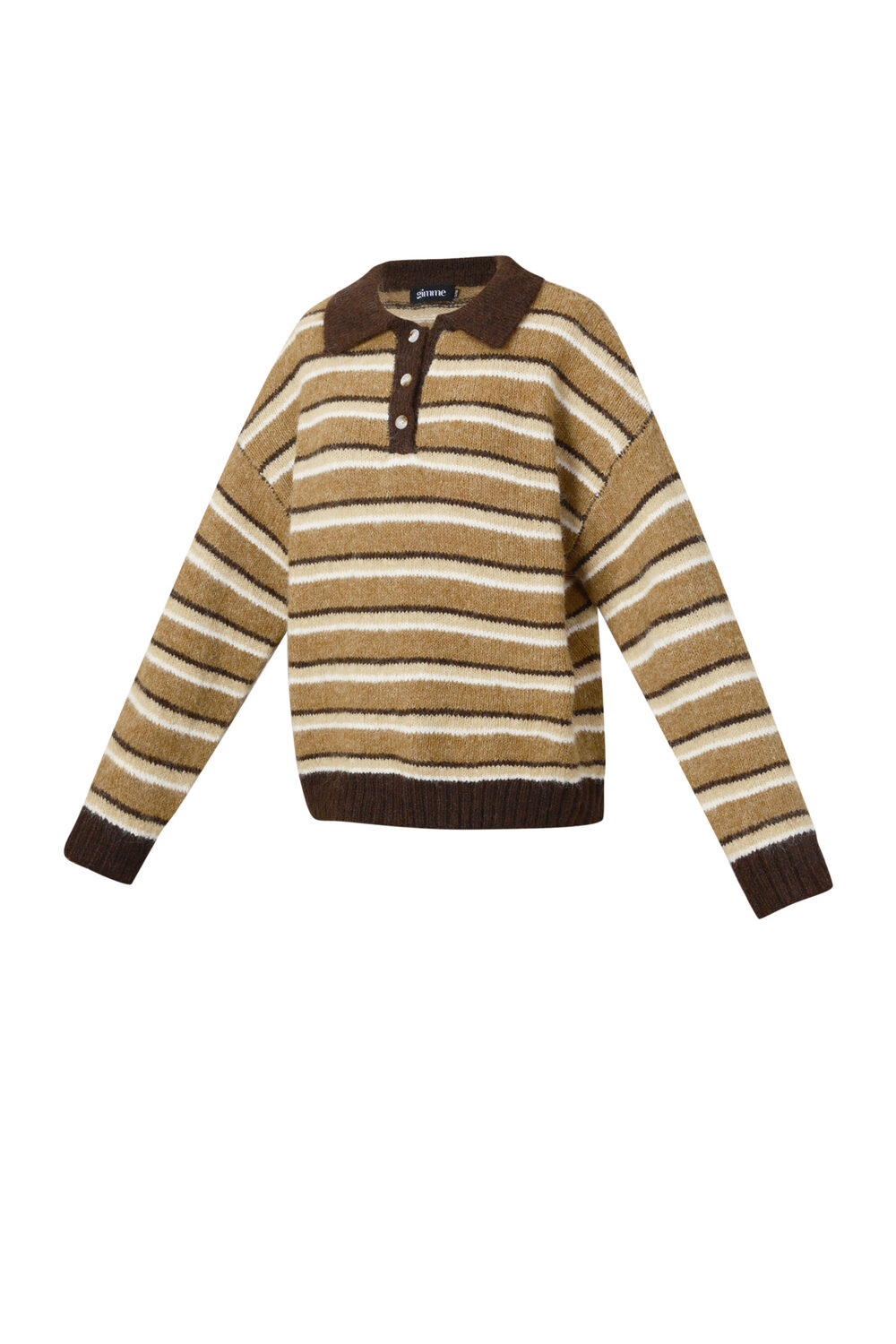 Knitted polo sweater with stripes h5Picture2