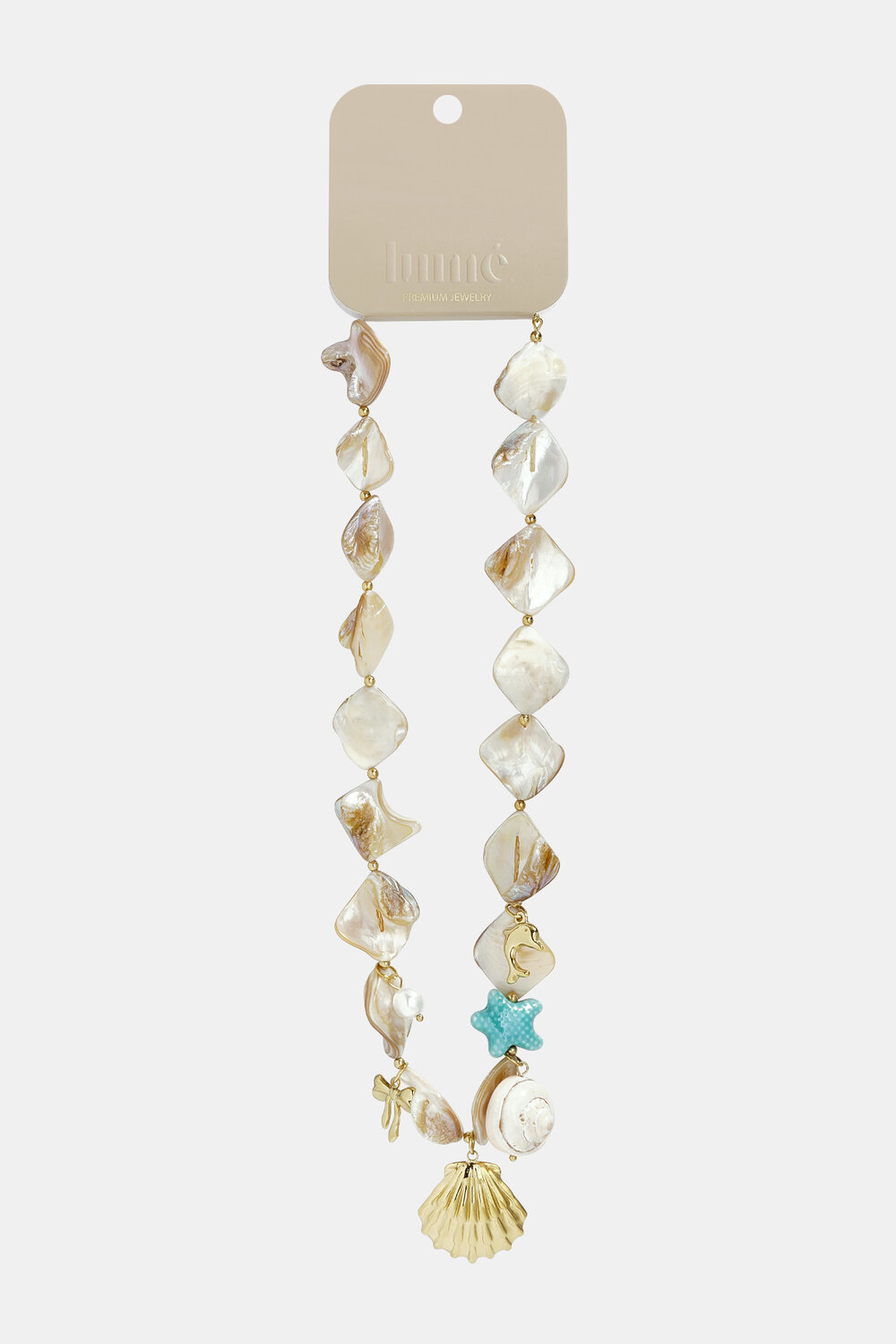 Necklace with beads of seashells, pearls and charms h5Picture4