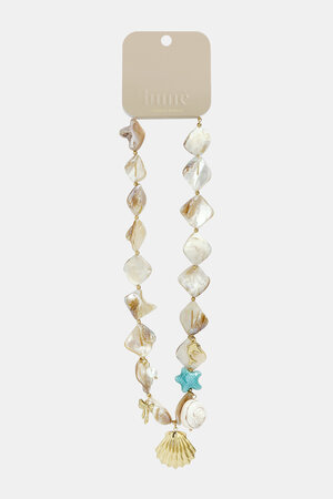 Necklace with beads of seashells, pearls and charms h5 Picture4