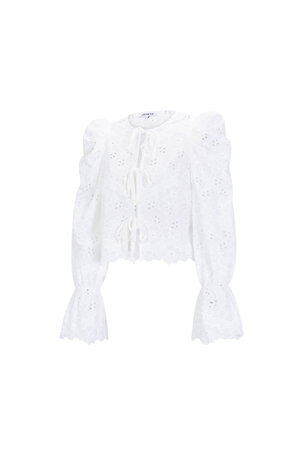 Baumwolle Gewebt Damen Langarm Oberteil Casual Cutout h5 Bild2