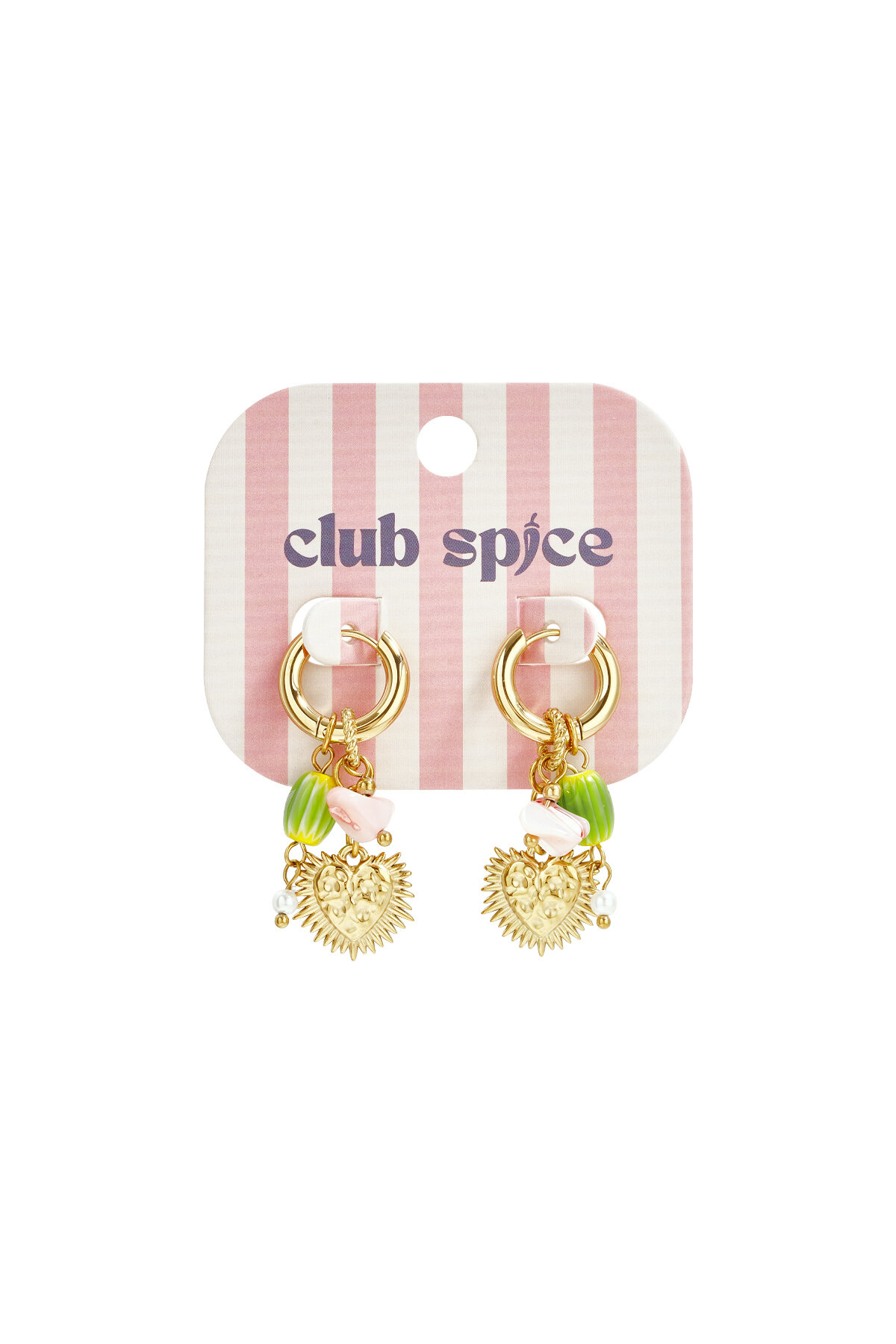 Earrings with heart and colorful bead pendants h5Picture5
