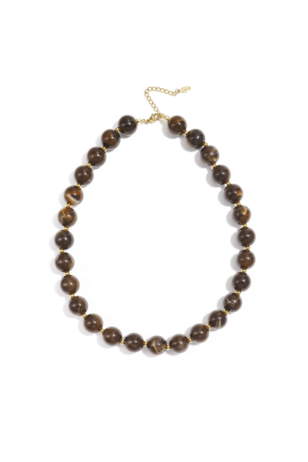Bead necklace with gold beads 13.5mm